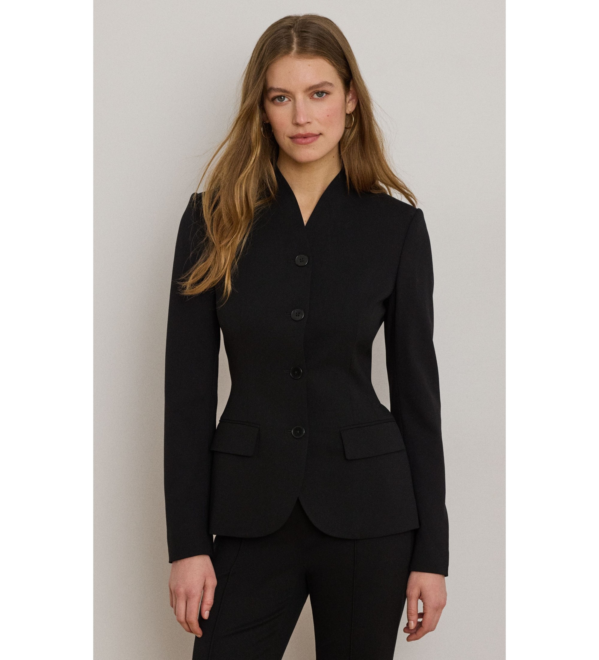 Lauren Ralph Lauren für Damen. 200B24032002 Amerikanischer Blazer aus Wollkrepp und schwarzem Elastan (38), Lässig, Wolle, Klassisch