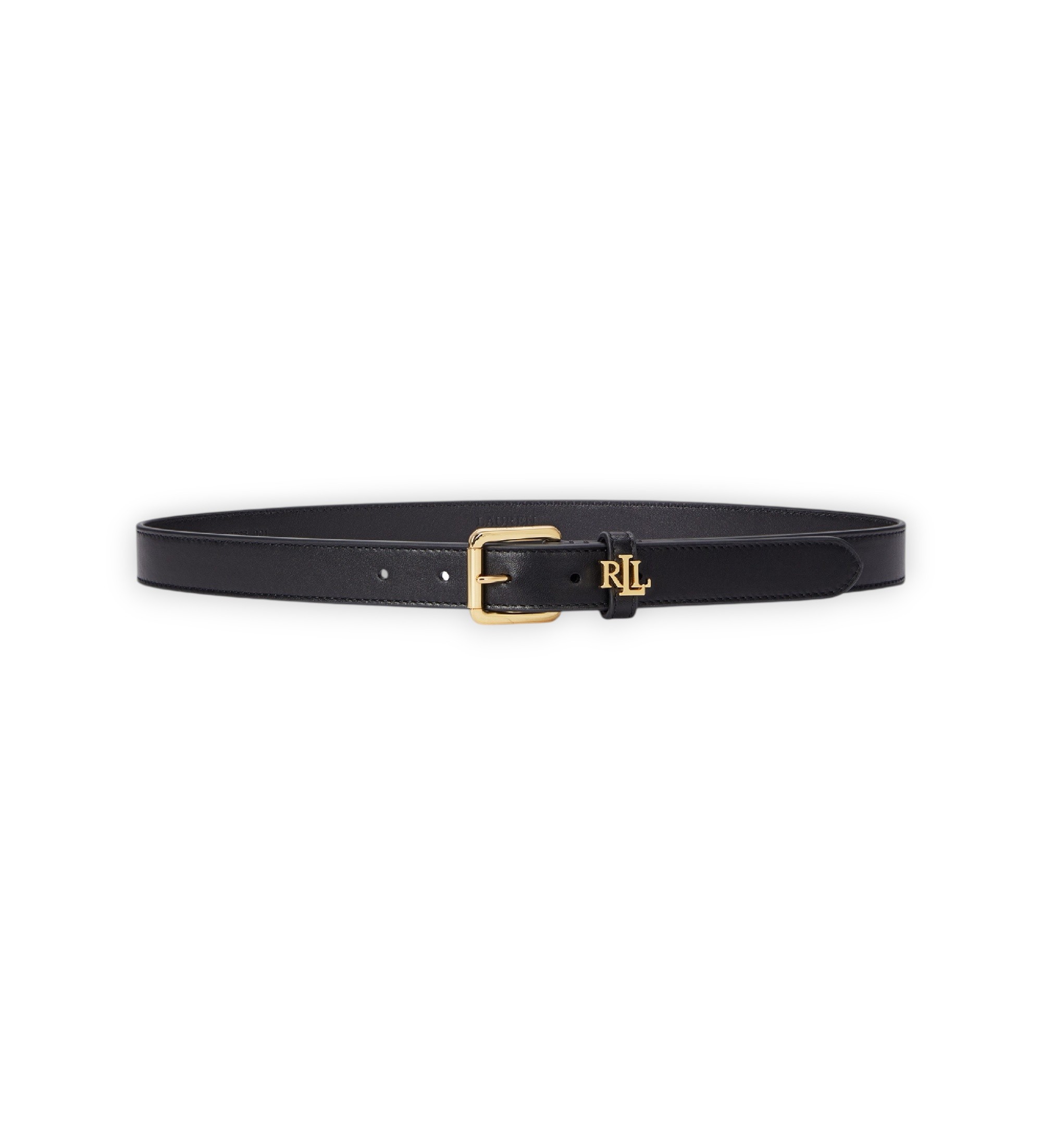 Lauren Ralph Lauren für Damen. 412968763001 Schmaler Ledergürtel mit schwarzem Logo (M), Lässig