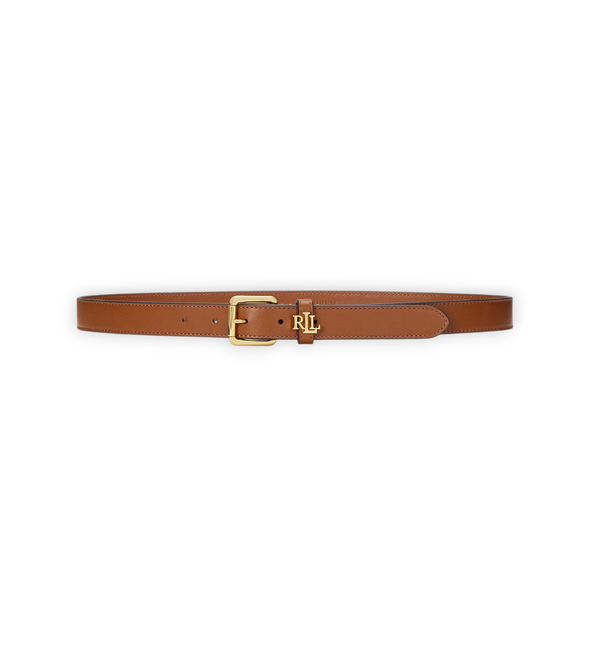 Lauren Ralph Lauren für Damen. 412968763002 Schmaler Ledergürtel mit braunem Logo (L), Lässig