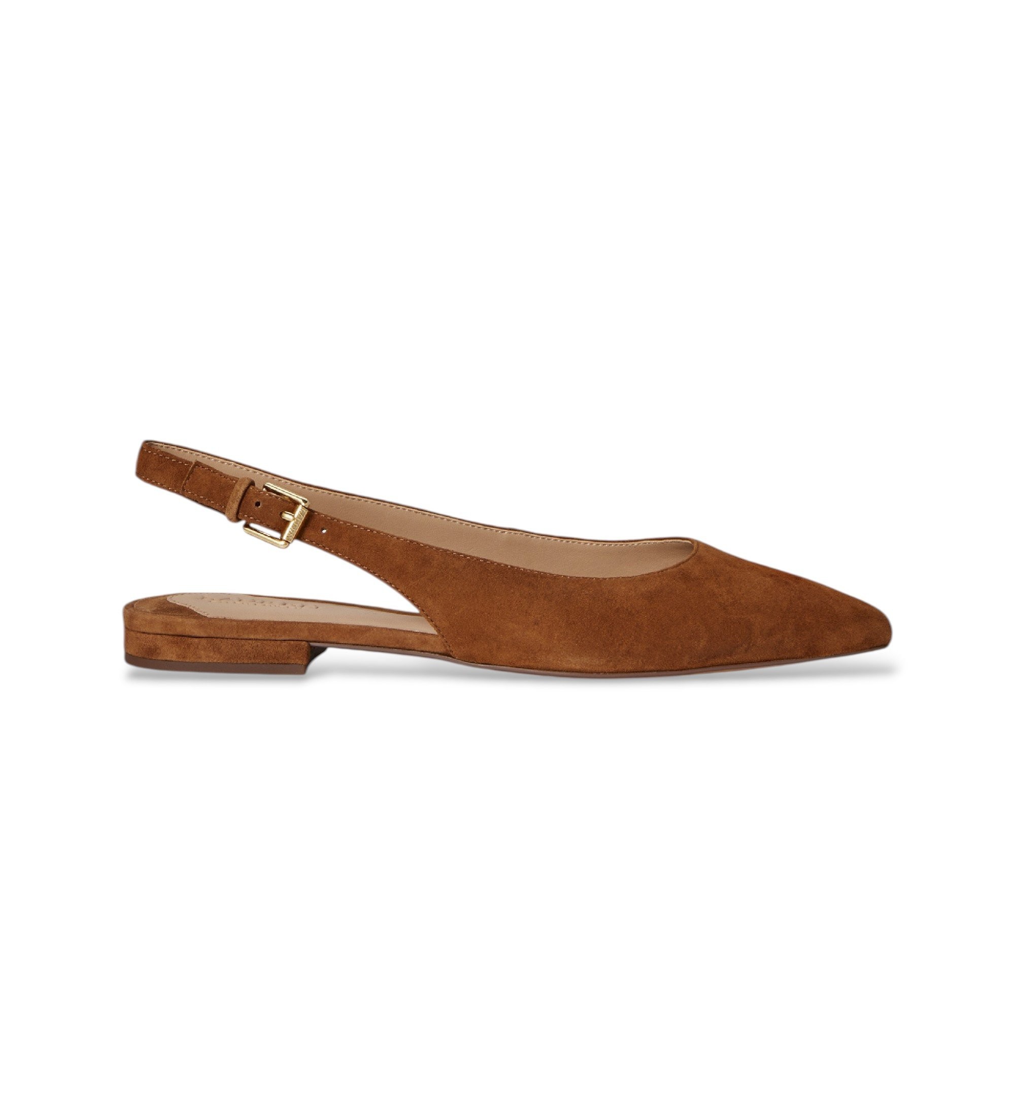 Lauren Ralph Lauren für Damen. 802967746002 Flache Schuhe mit Absatz Londyn aus braunem Wildleder (36), Wohnung, Schnalle, Lässig, Klassisch