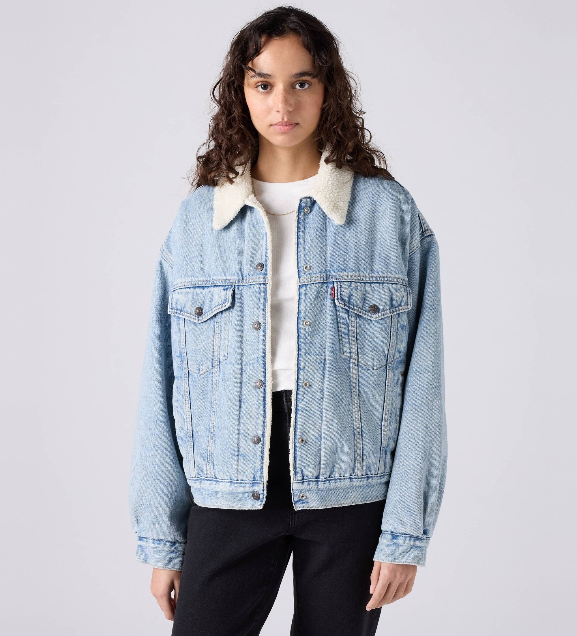 Levi's für Damen. A4435-0010 Jacke 90s Sherpa Trucker blau (L), Lässig, Baumwolle