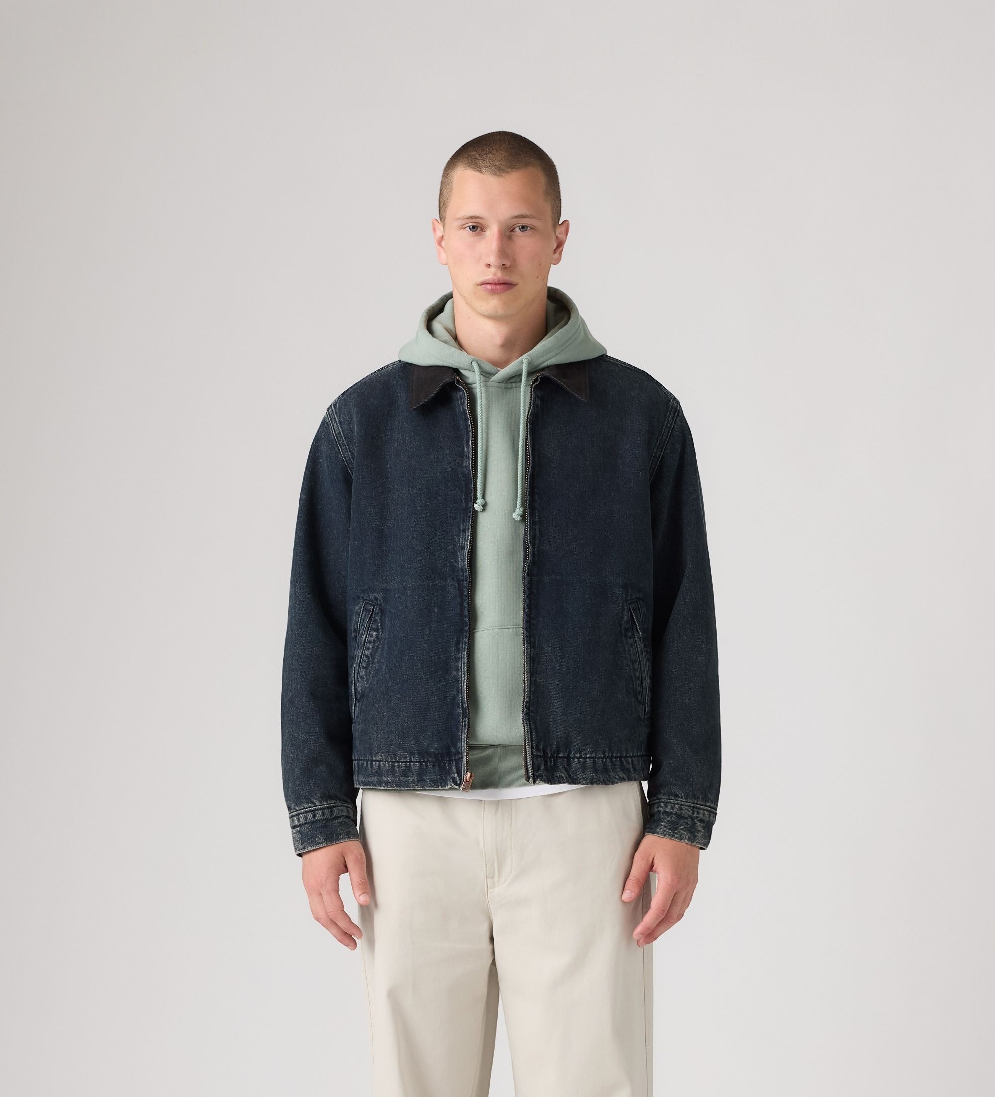Levi's für Herren. 007WJ-0000 Castro Full Zip Jacke mit blauem Futter (L), Lässig, Baumwolle