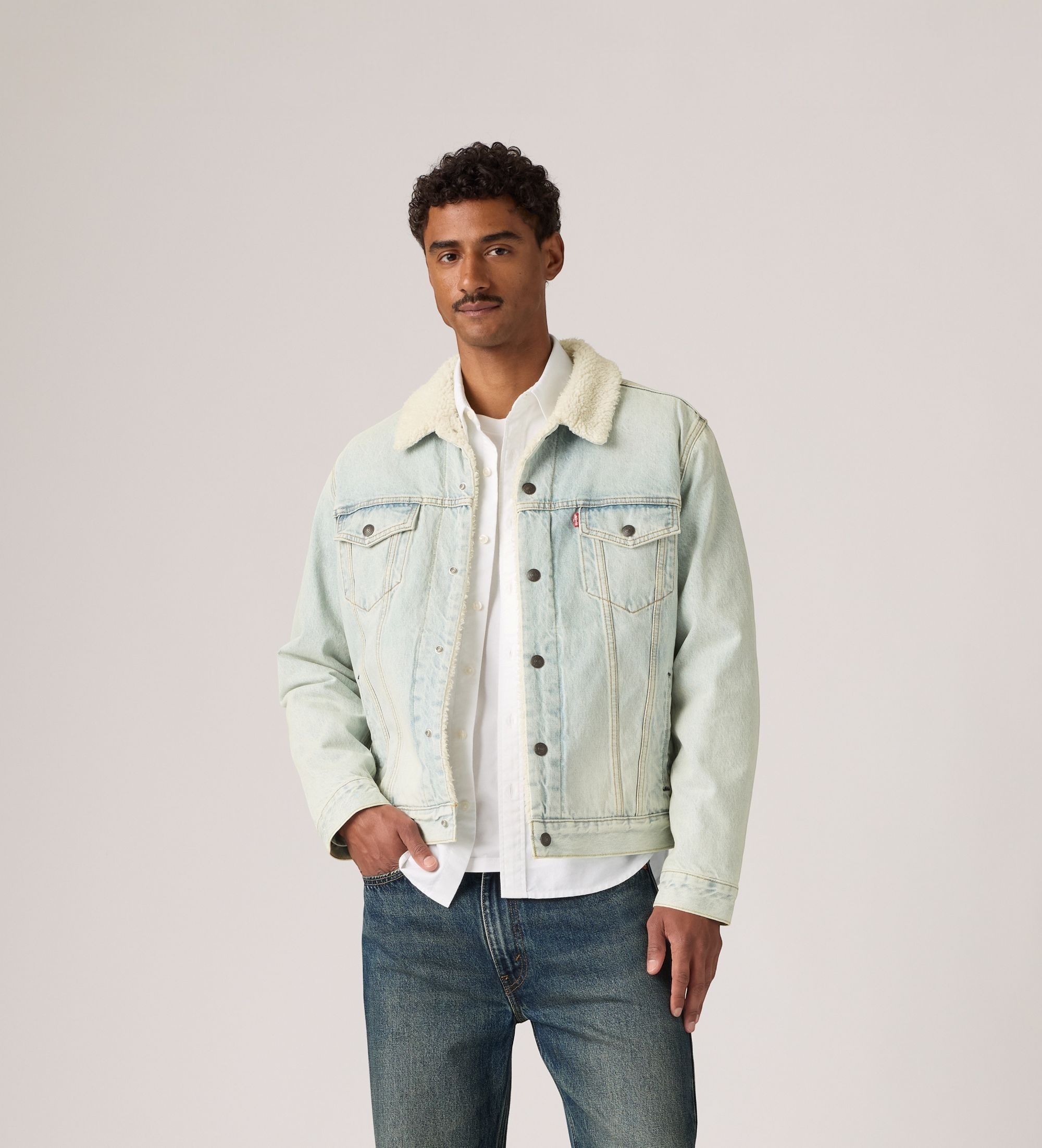 Levi's für Herren. 16365-0347 Jacke Type 3 Sherpa Trucker hellblau (S), Lässig, Baumwolle