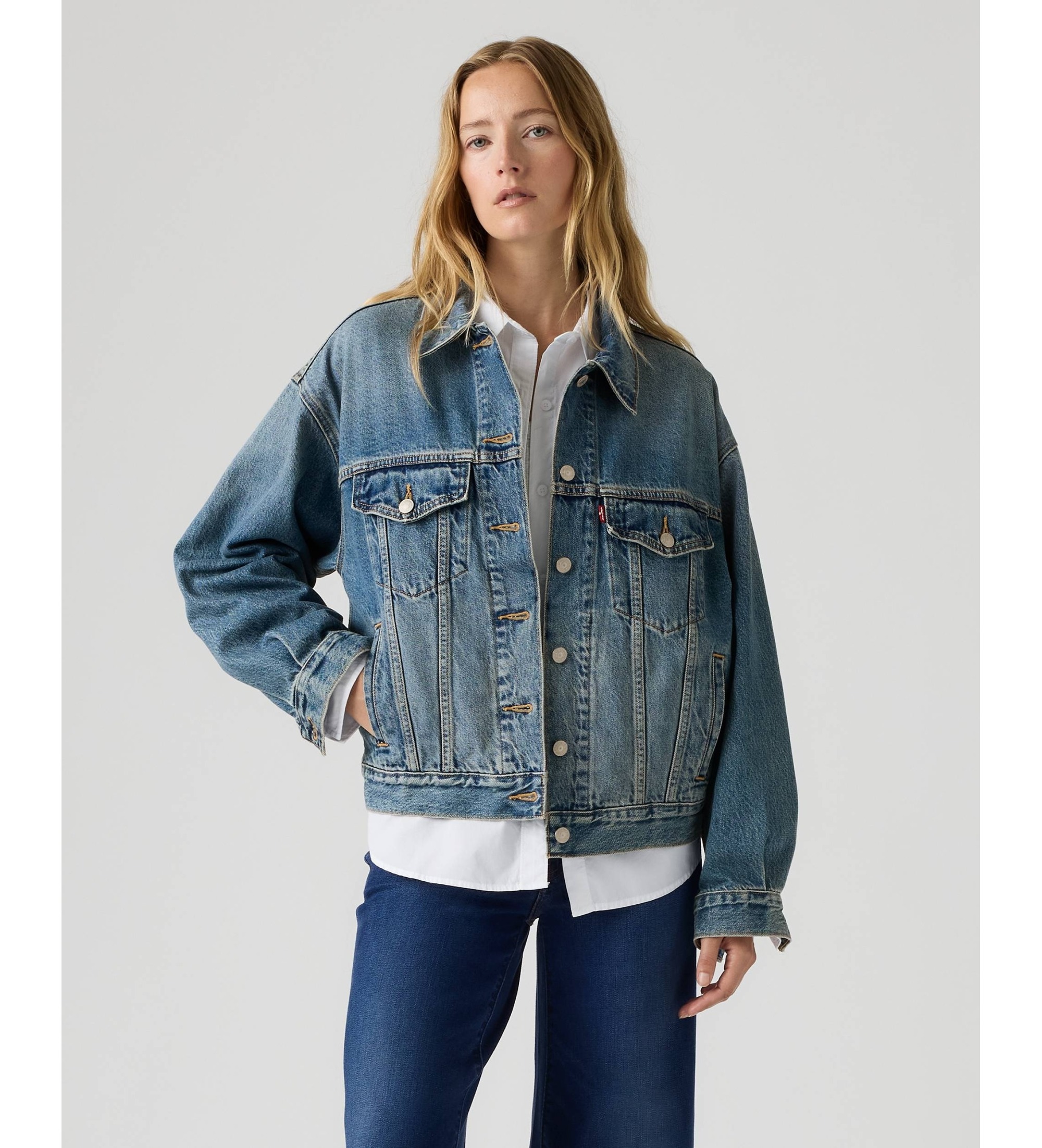 Levi's für Damen. A1743-0176 Jacke 90S Trucker hellblau (L), Lässig, Baumwolle, Denim