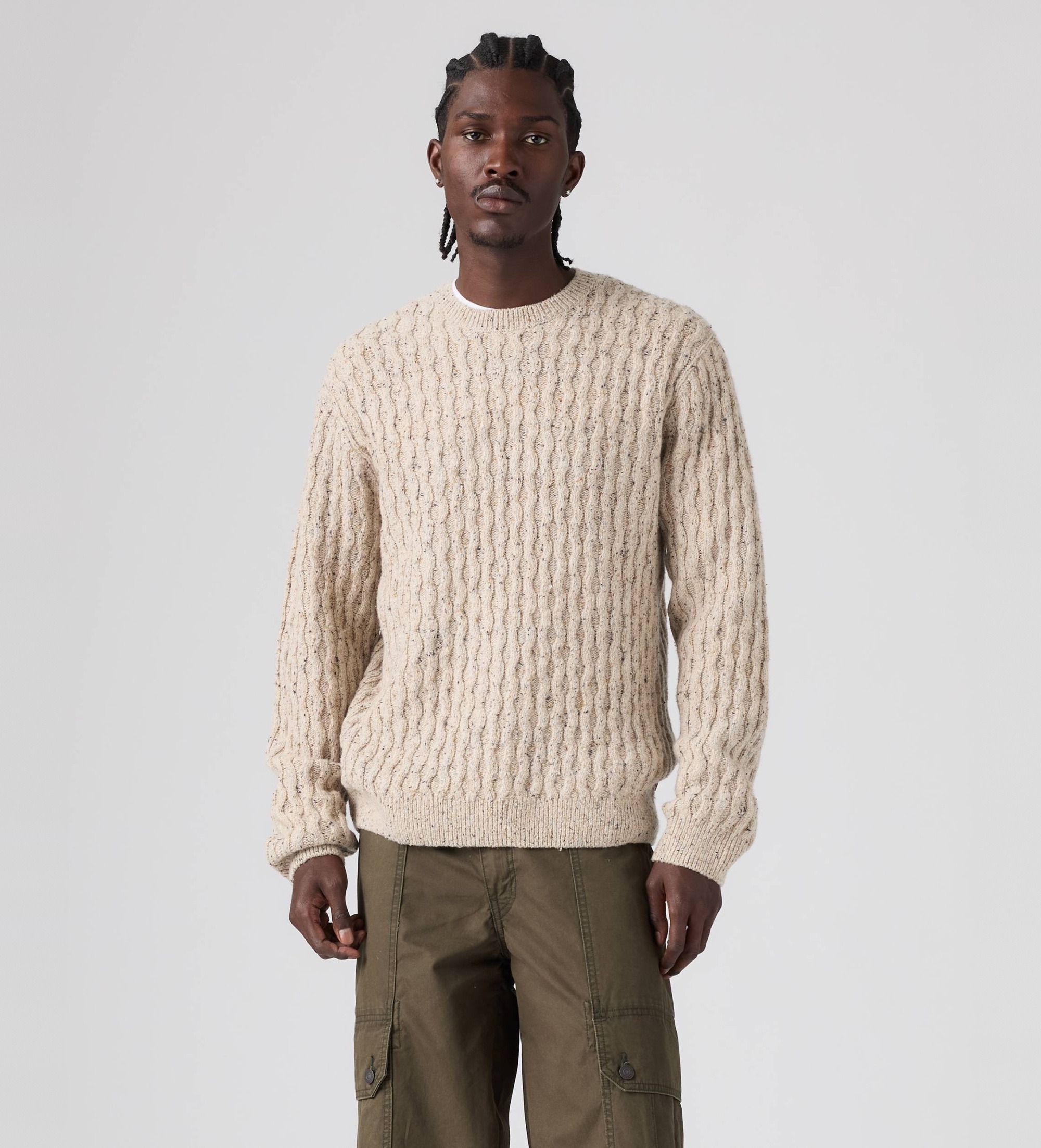 Levi's für Herren. 003B6-0019 Pullover Presidio Crew Neps braun (L), Lässig, Baumwolle, Langarm