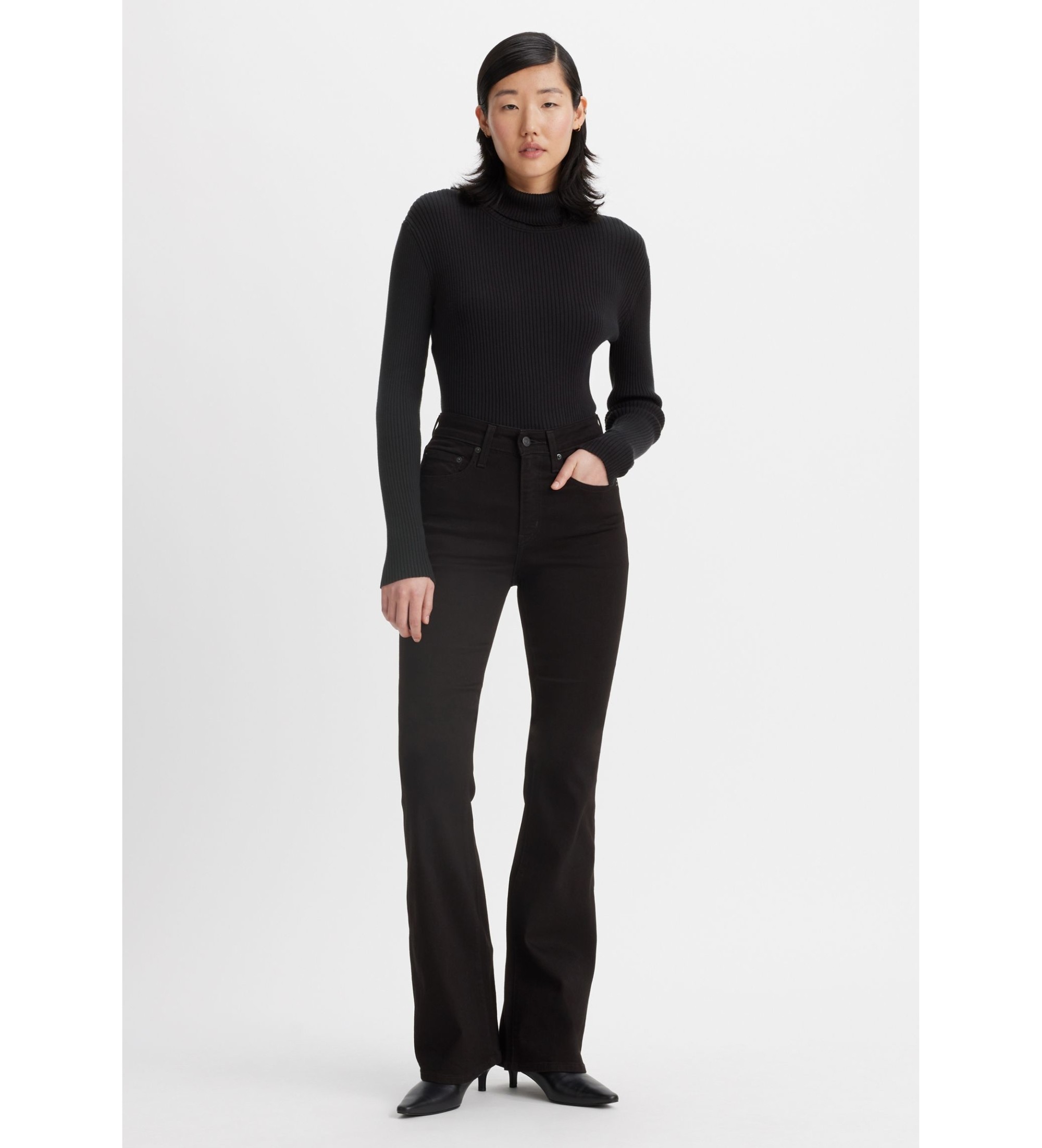 Levi's für Damen. A3410-0070 Jeans 726 High Rise Flare schwarz (33/32), Lässig, Baumwolle