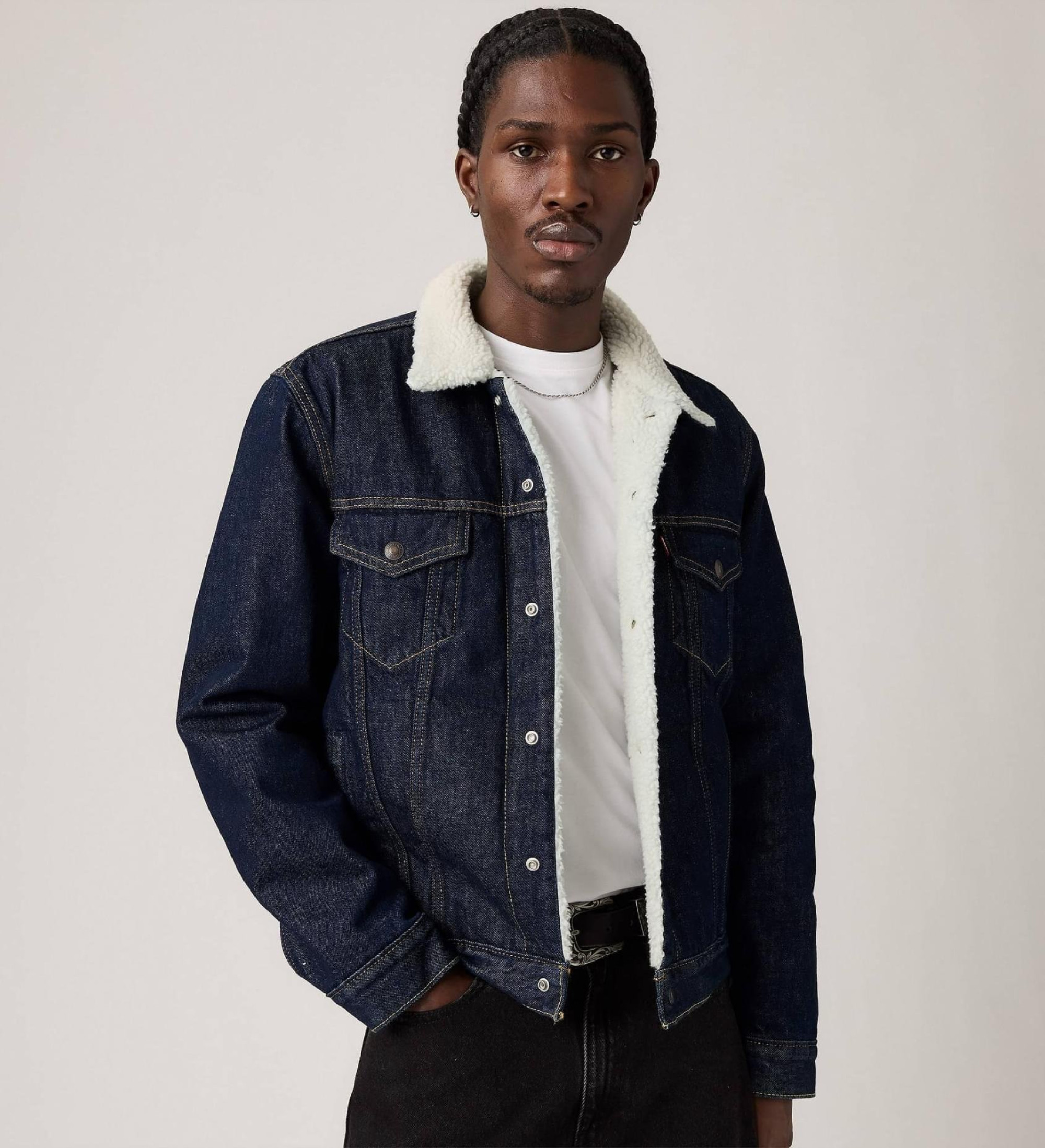 Levi's für Herren. 16365-0271 Jacke Typ Sherpa Trucker Giv it blau (L), Lässig, Baumwolle