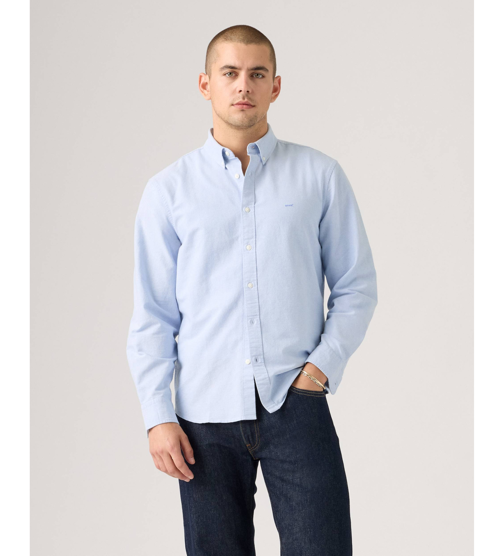 Levi's für Herren. A7210-0050 Authentisches Button Down Hemd blau (L), Lässig, Baumwolle, Langarm