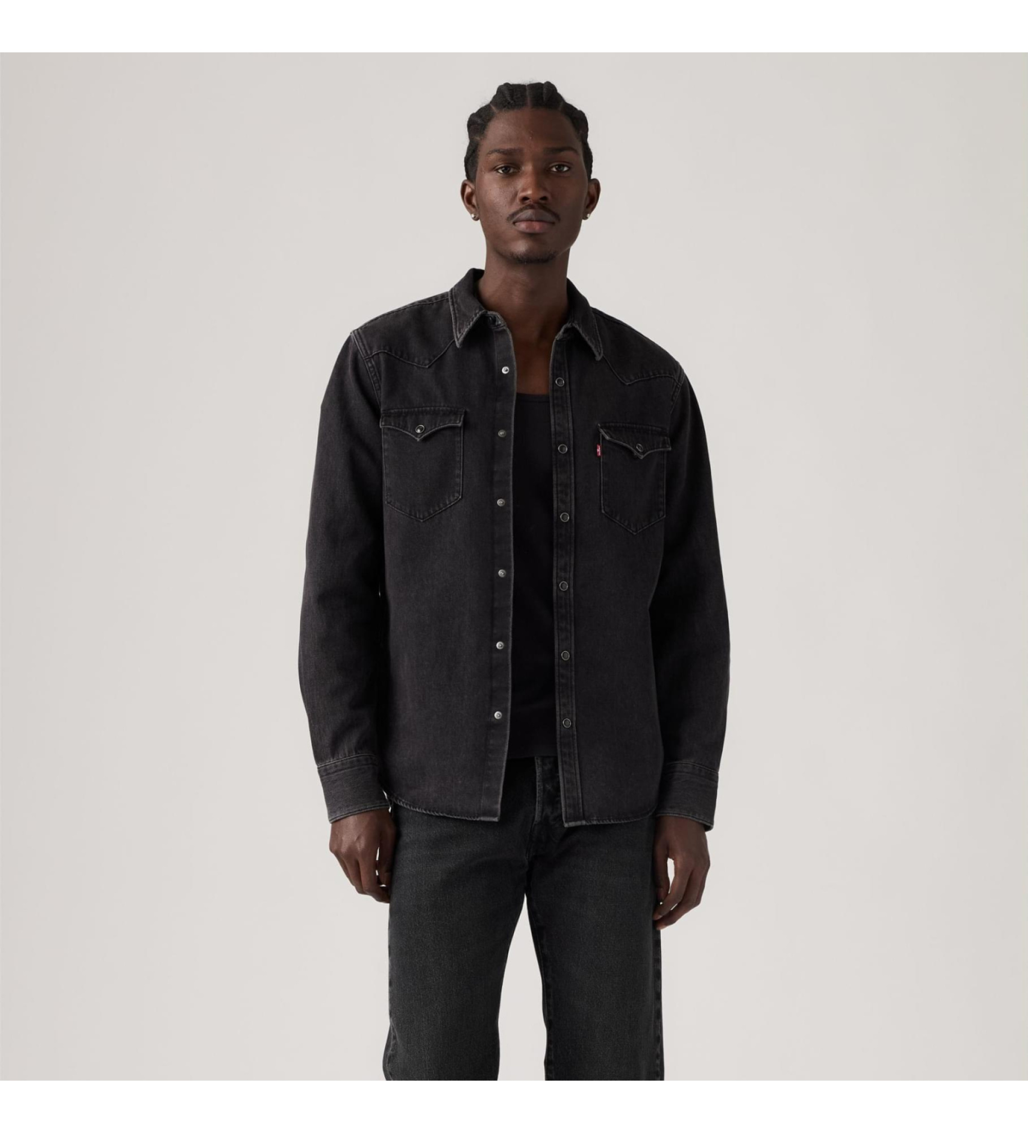 Levi's für Herren. 85744-0127 Schwarzes Barstow-Westernhemd (S), Lässig, Baumwolle, Langarm