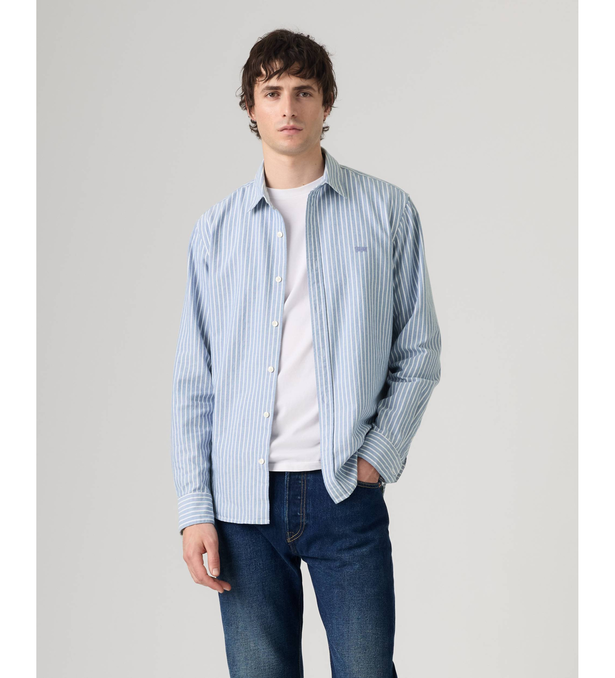 Levi's für Herren. 0085A-0003 Battery Housemark Standard-Hemd, blau (S), Lässig, Baumwolle, Langarm