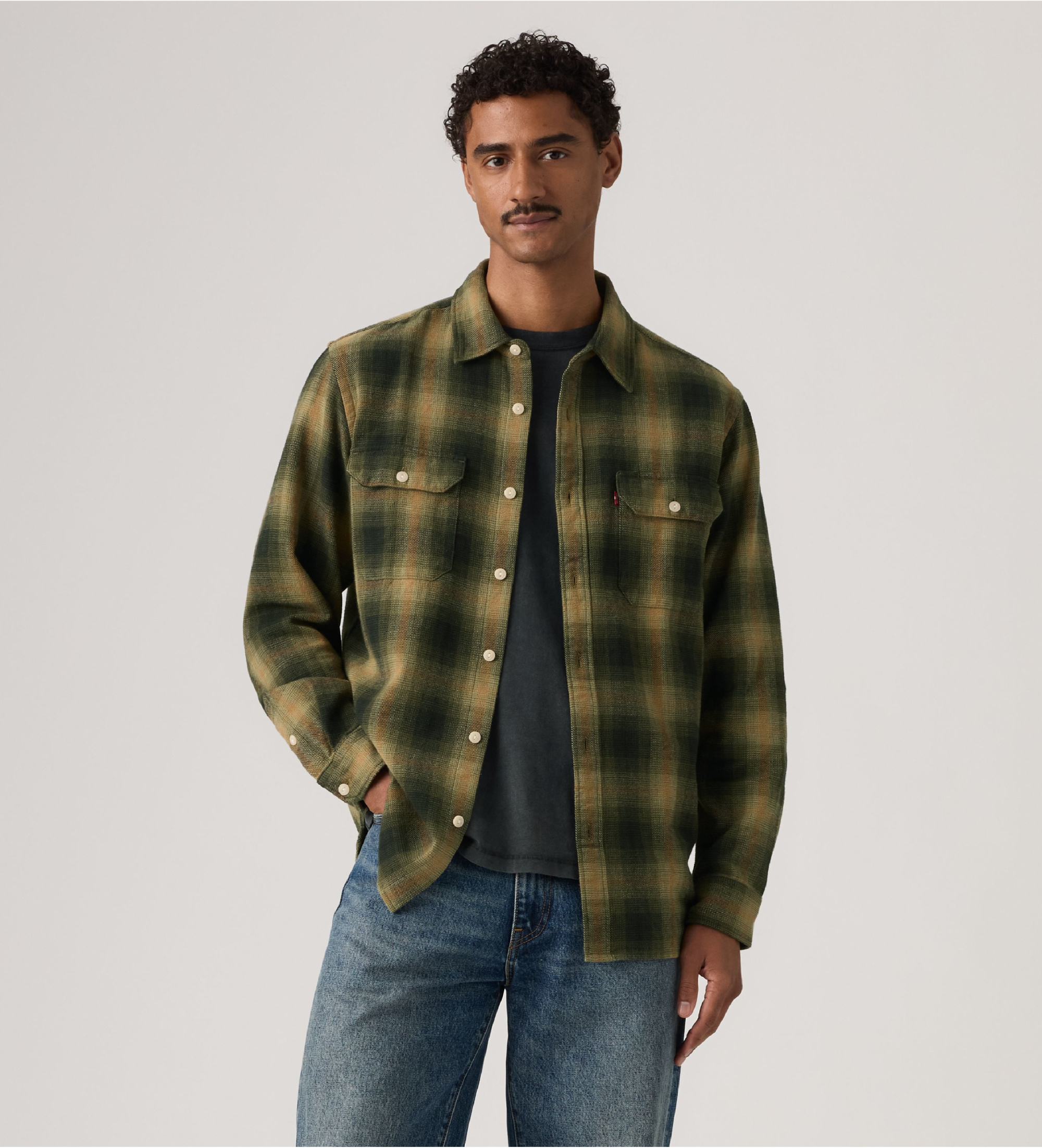 Levi's für Herren. 19573-0304 Hemd Jackson Worker grün (M), Lässig, Baumwolle, Langarm