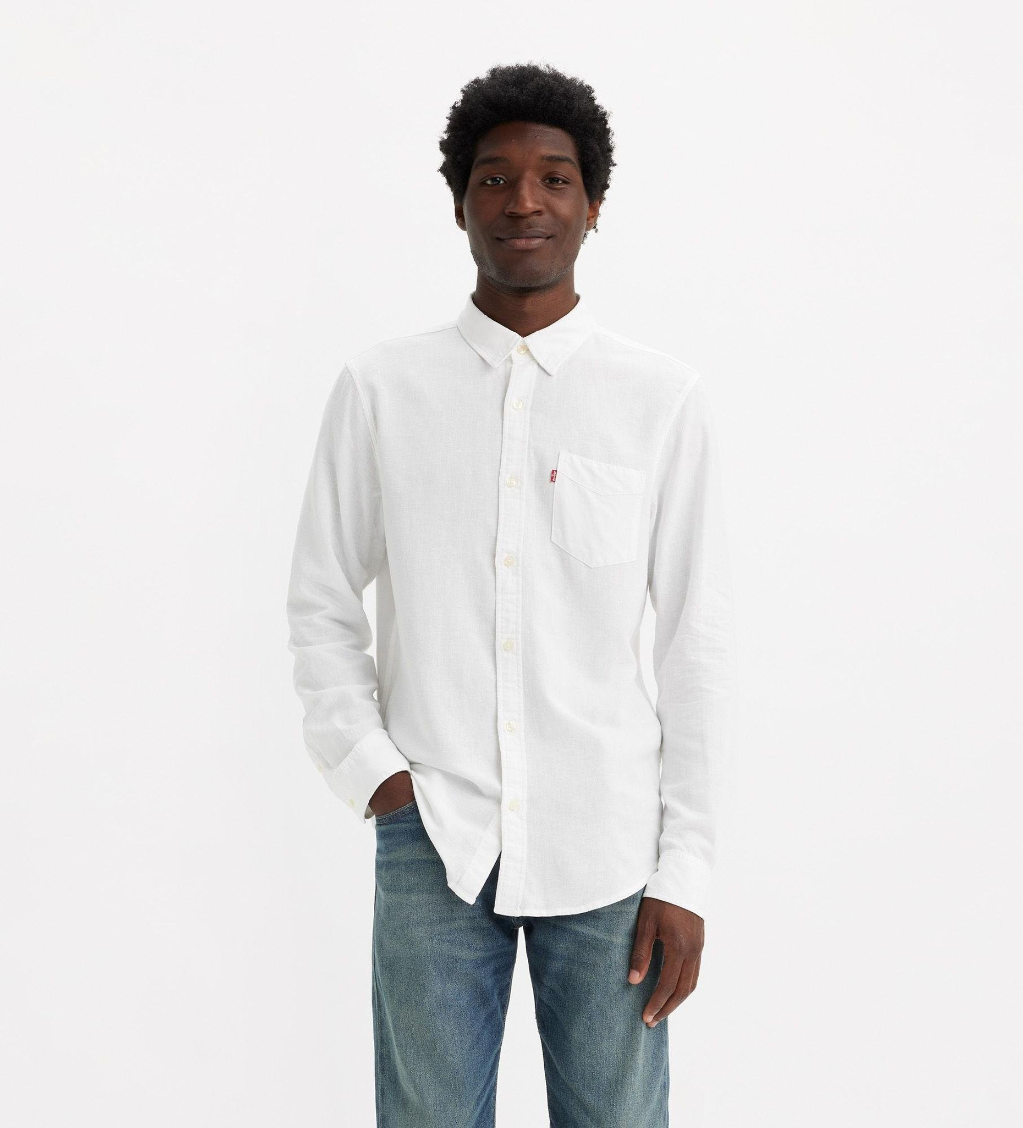 Levi's für Herren. 85746-0140 Hemd Sunset 1 Pocket Standard weiß (S), Lässig, Baumwolle, Langarm
