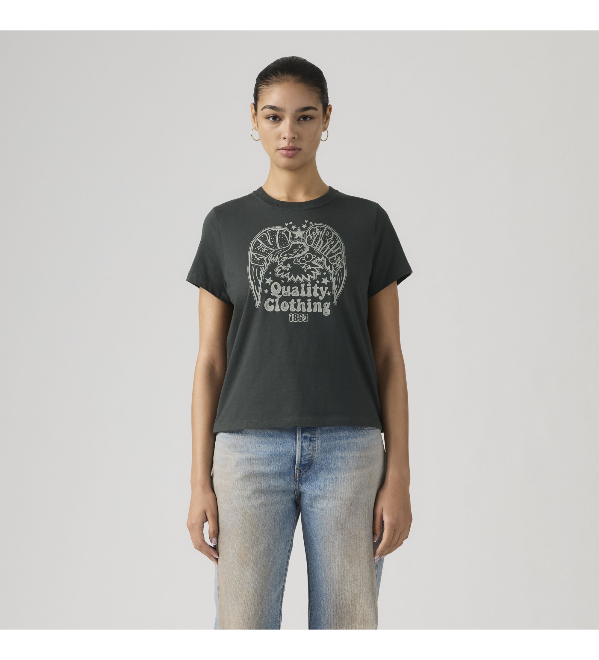 Levi's für Damen. 005GV-0009 T-Shirt T2 Perfect dunkelgrau (S), Lässig, Baumwolle, Kurzarm
