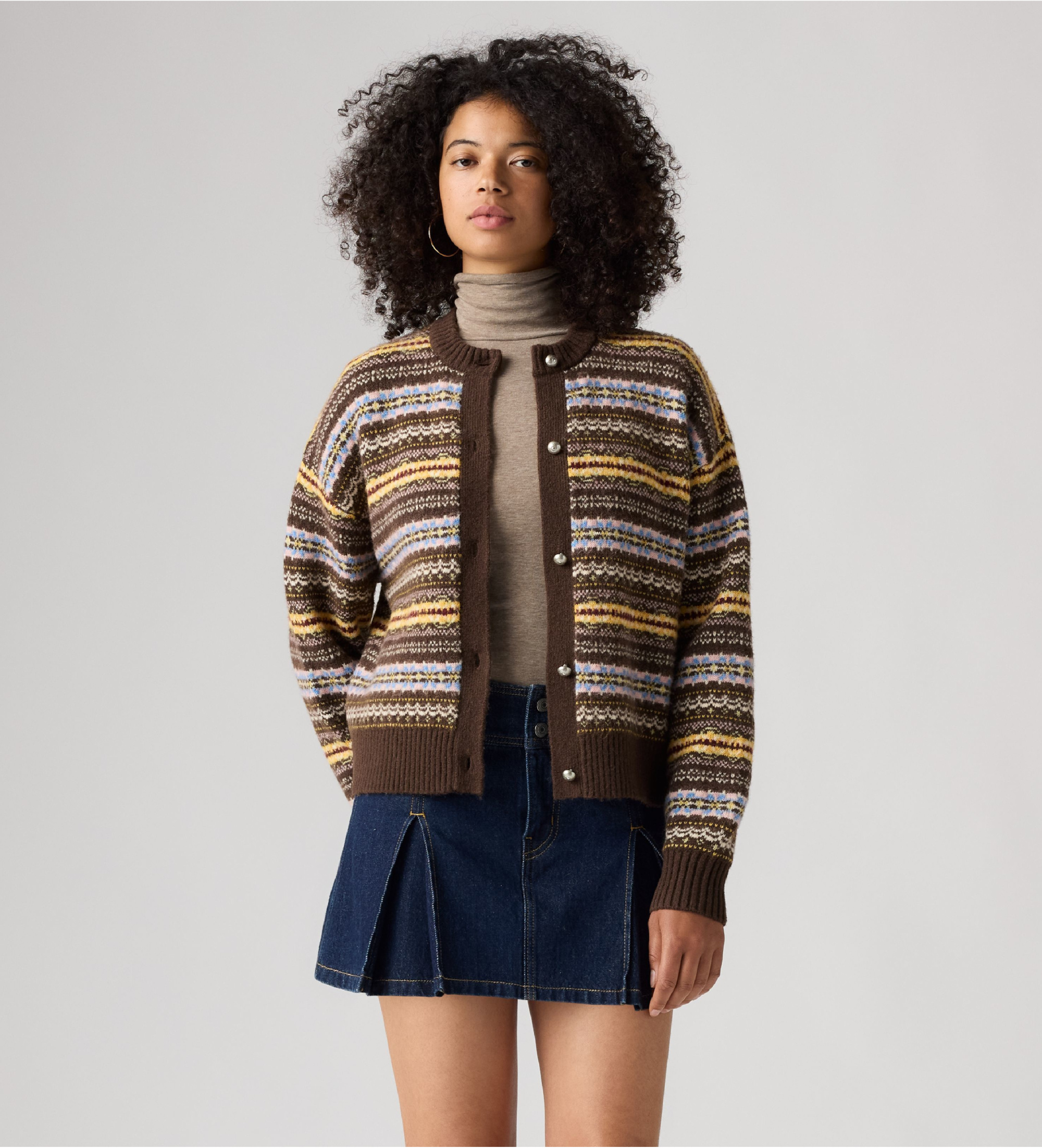 Levi's für Damen. 007VG-0003 Mehrfarbiger Cardigan Charlotte mit Rundhalsausschnitt (S), Lässig, Acryl