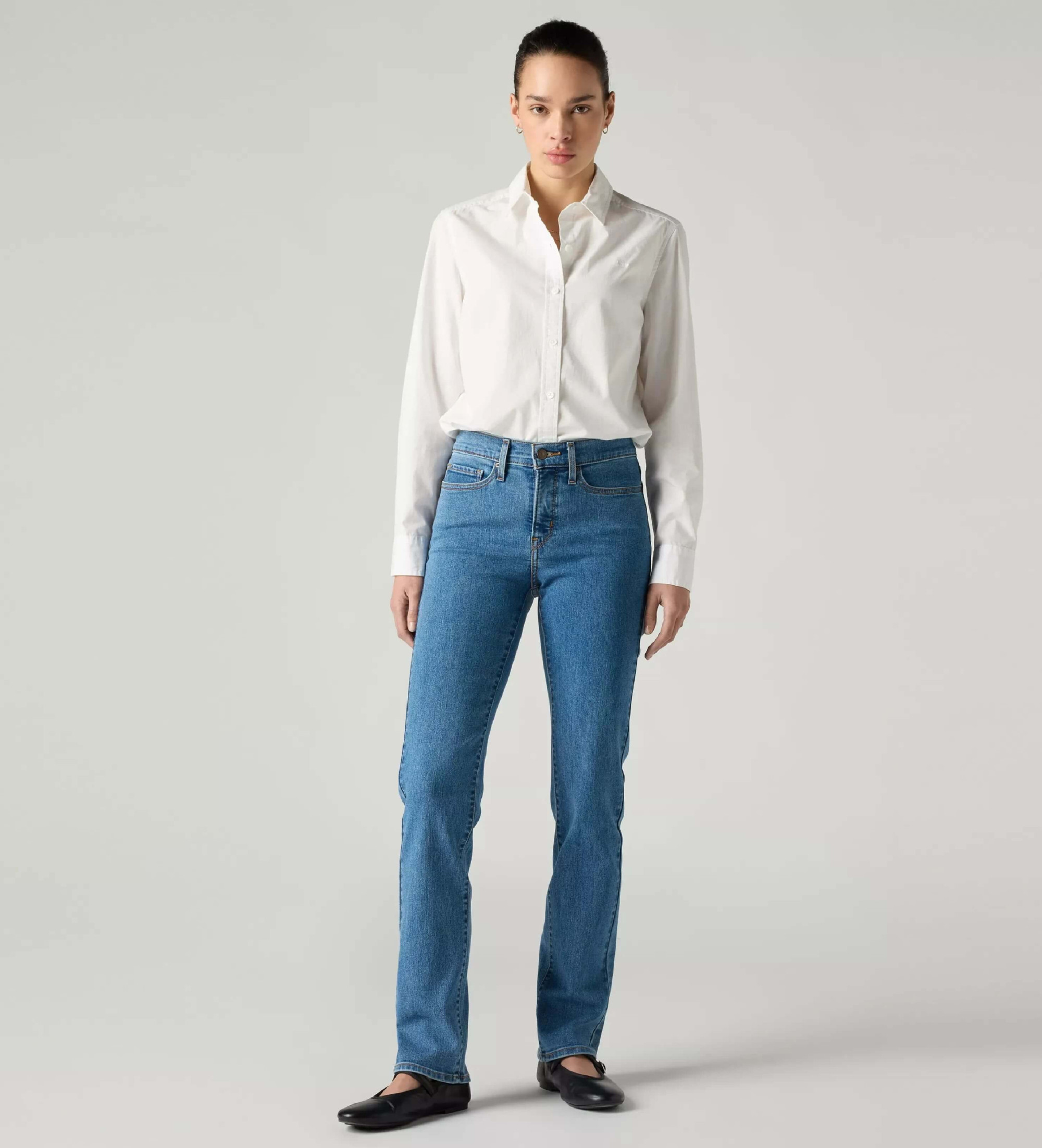 Levi's für Damen. 19631-0301 Jeans 314 Shaping Straight blau (25/32), Lässig, Baumwolle, Denim