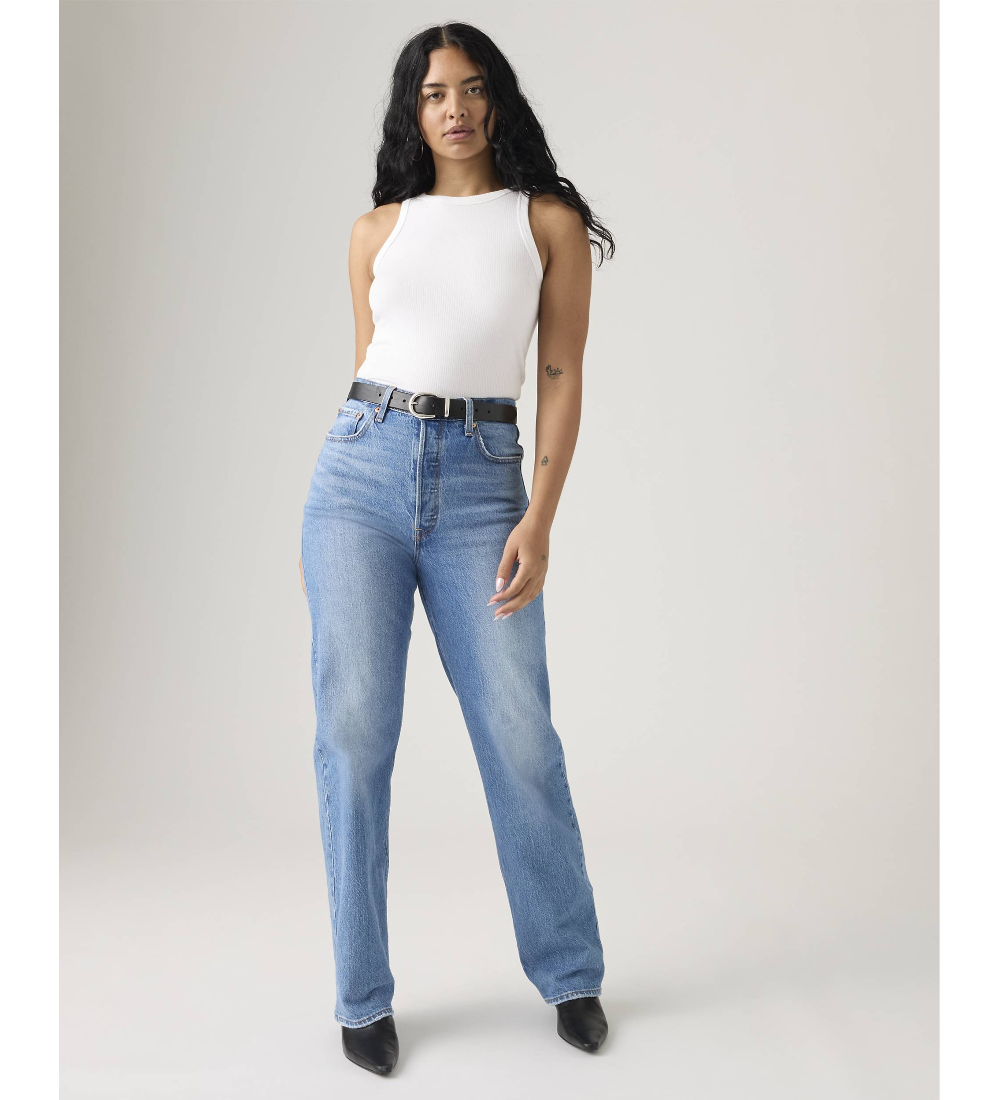 Levi's für Damen. 79078-0008 Blaue Jeans in voller Länge mit Rippenkorb (26/34), Lässig, Baumwolle, Denim