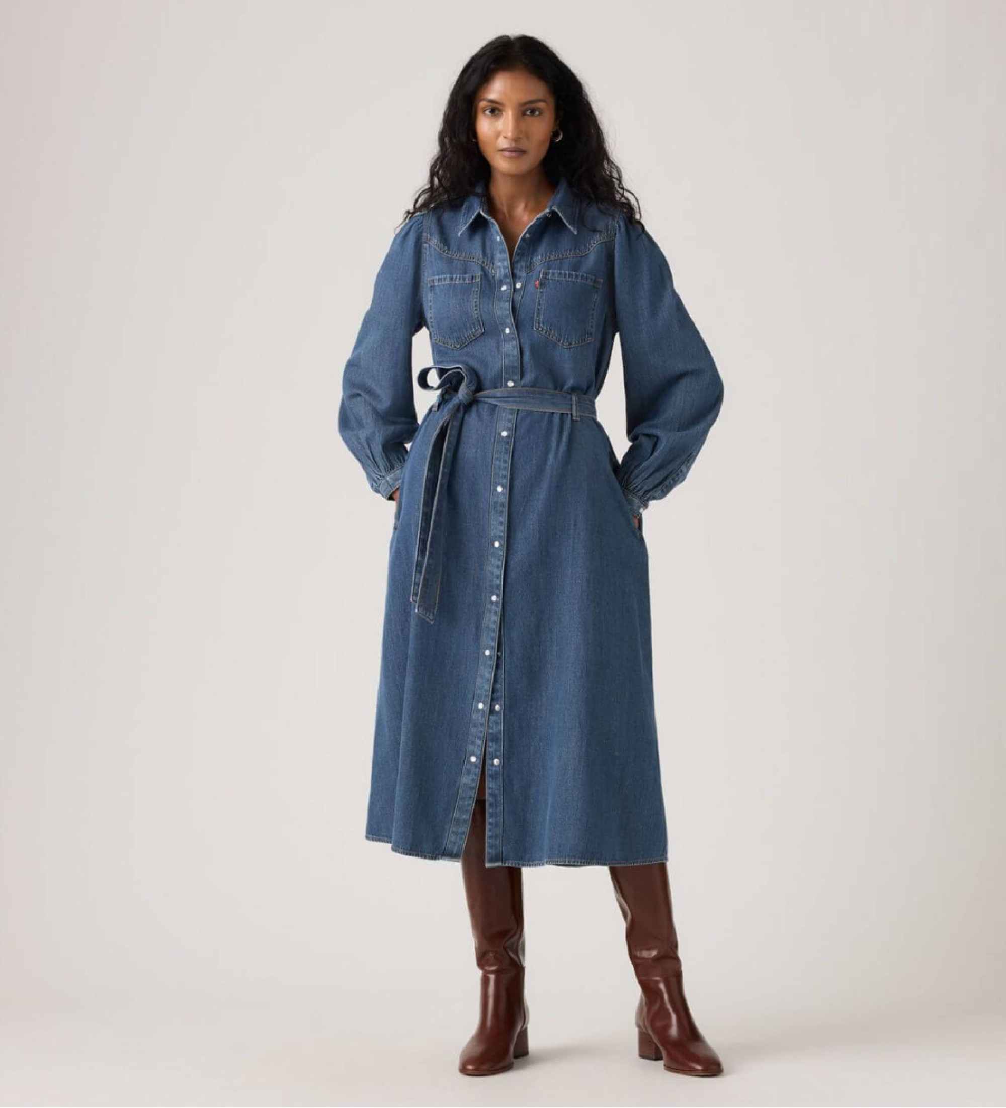 Levi's für Damen. 005OK-0000 Journey Kleid blau (S), Lässig, Langarm, Lyocell
