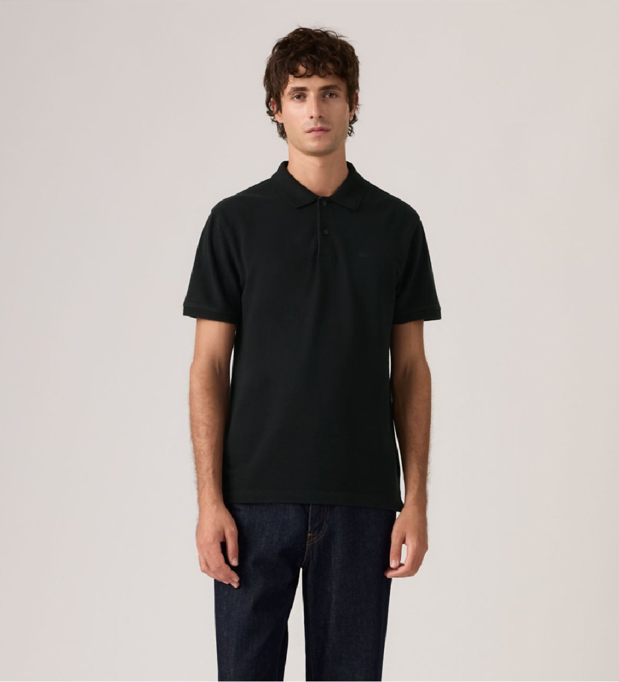 Levi's für Herren. 005FM-0002 Original schwarzes Poloshirt (M), Lässig, Baumwolle, Kurzarm