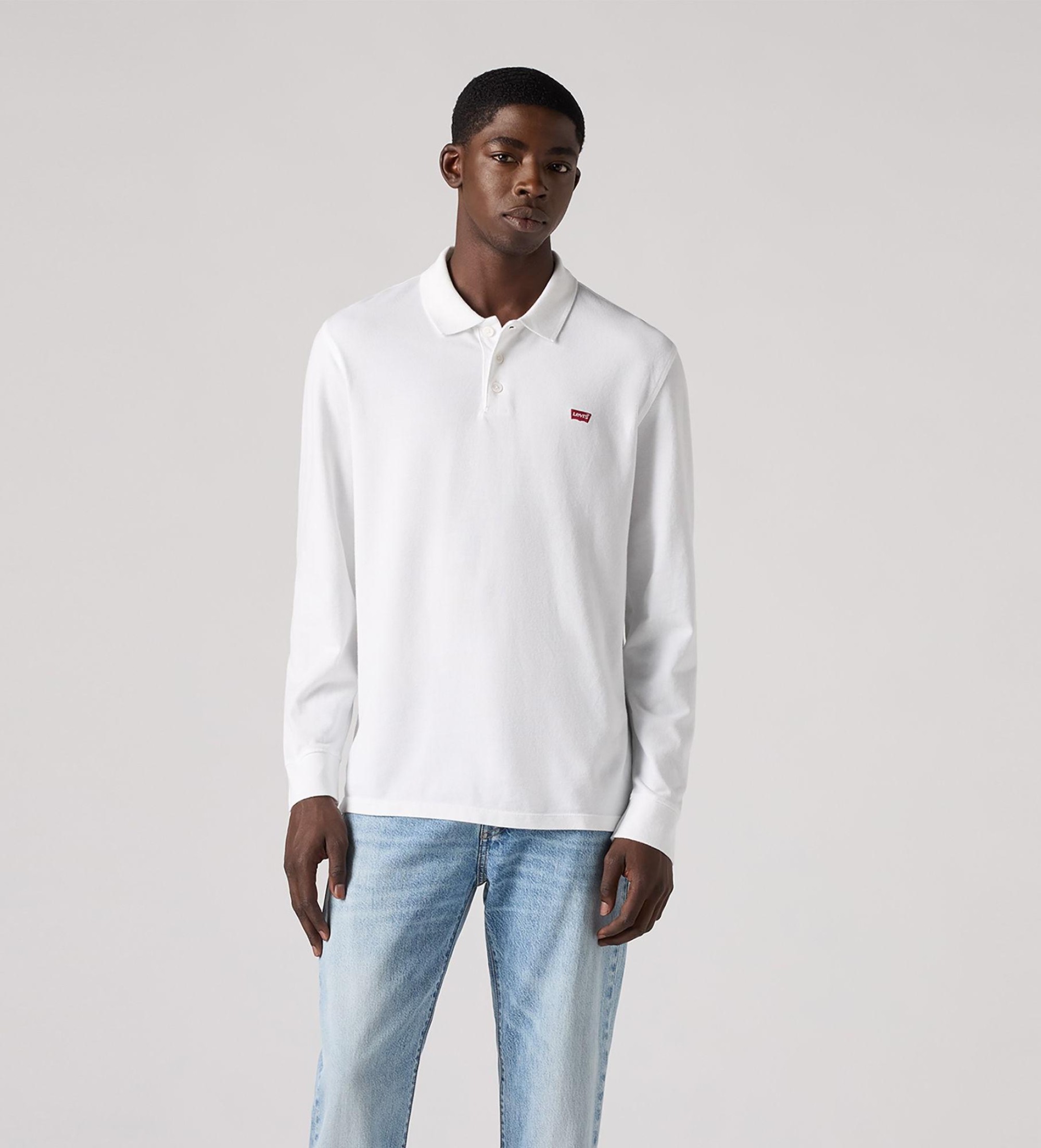 Levi's für Herren. 0012D-0000 Hausmarke Polo Hausmarke Polo weiß (M), Lässig, Baumwolle, Klassisch, Langarm