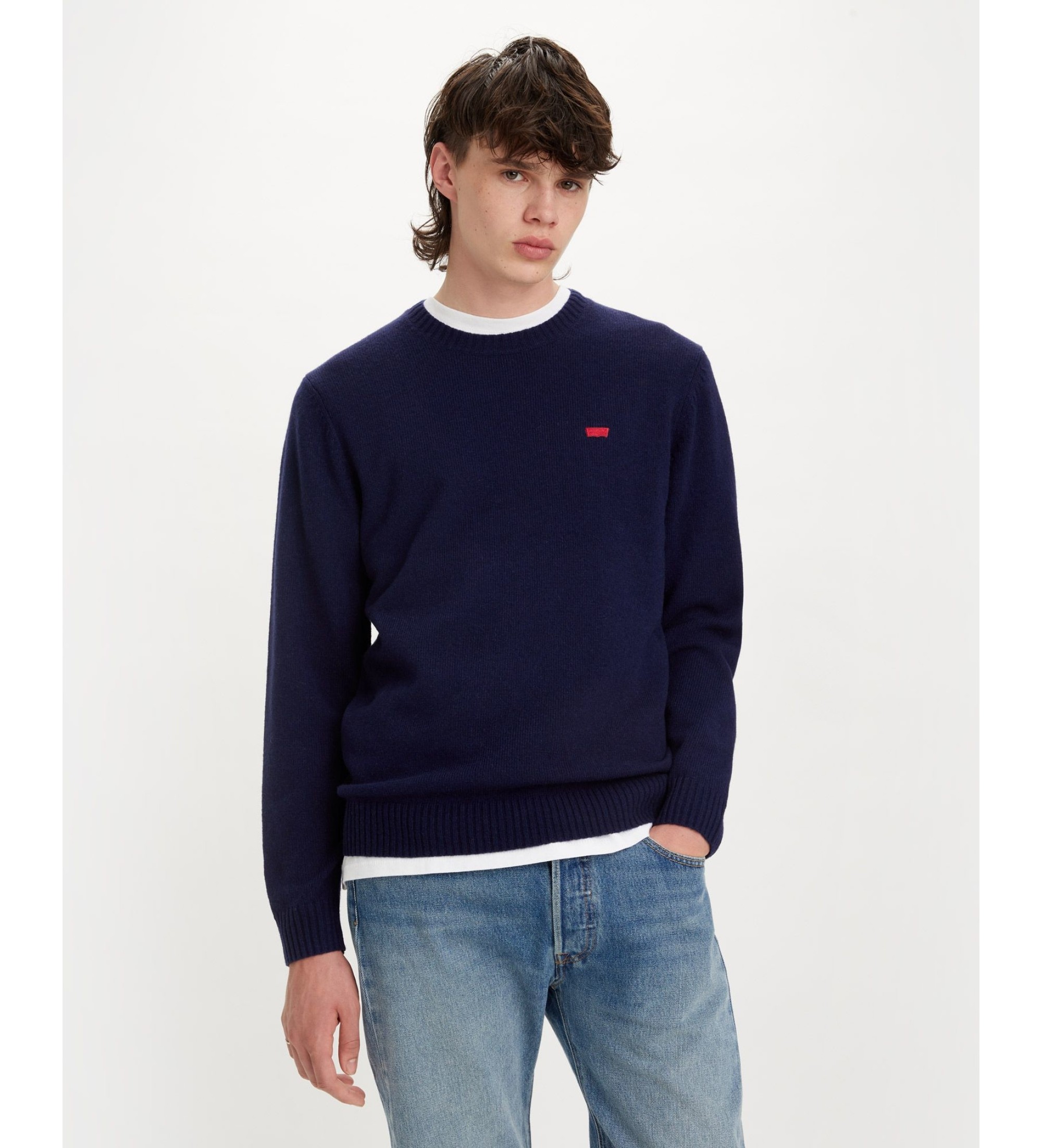 Levi's für Herren. A4320-0001 Original Housemark Pullover navy (L), Lässig, Wolle, Langarm, Marine