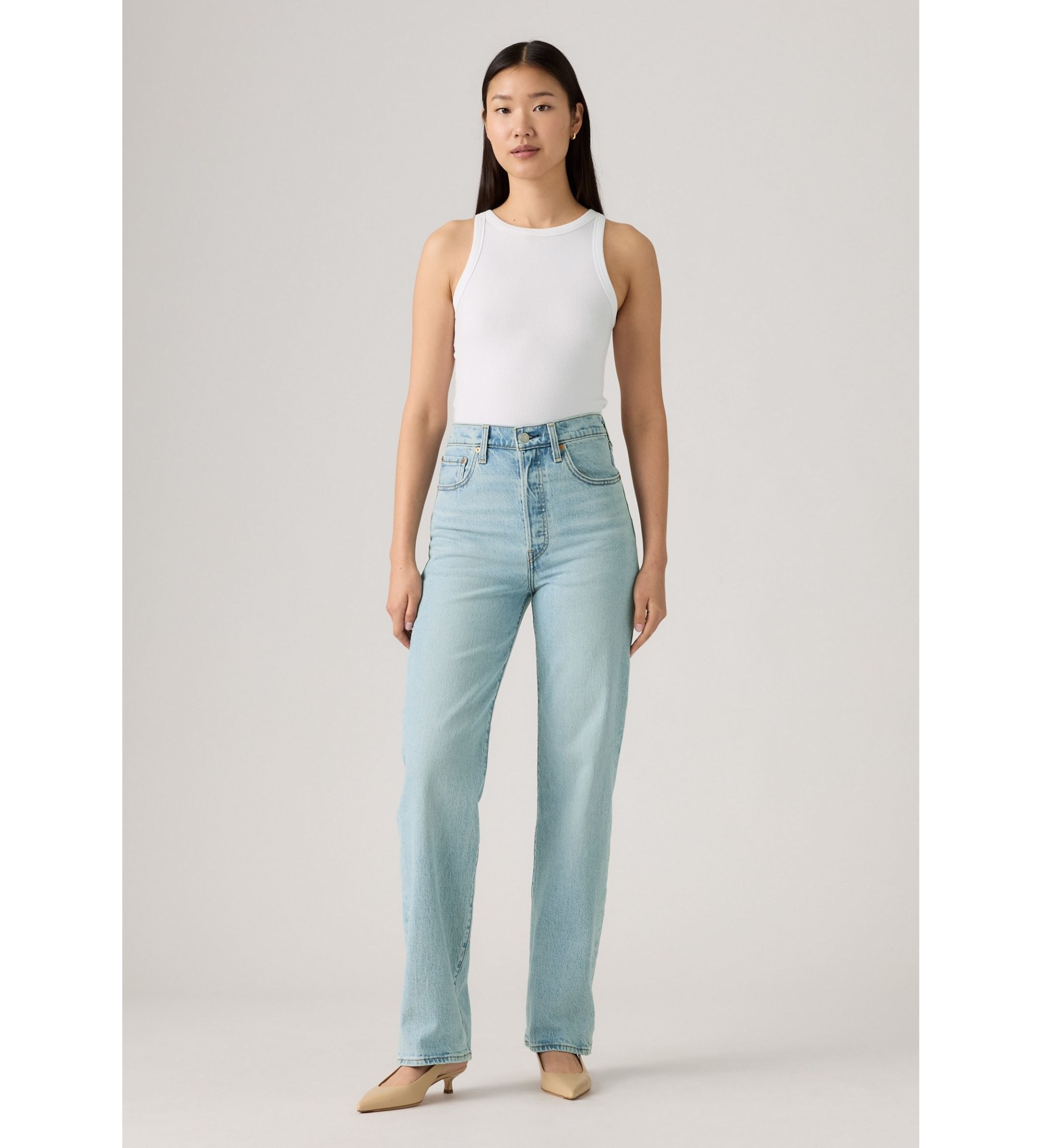 Levi's für Damen. 79078-0045 Jeans Ribcage Volle Länge blau (30/30), Lässig, Baumwolle, Denim