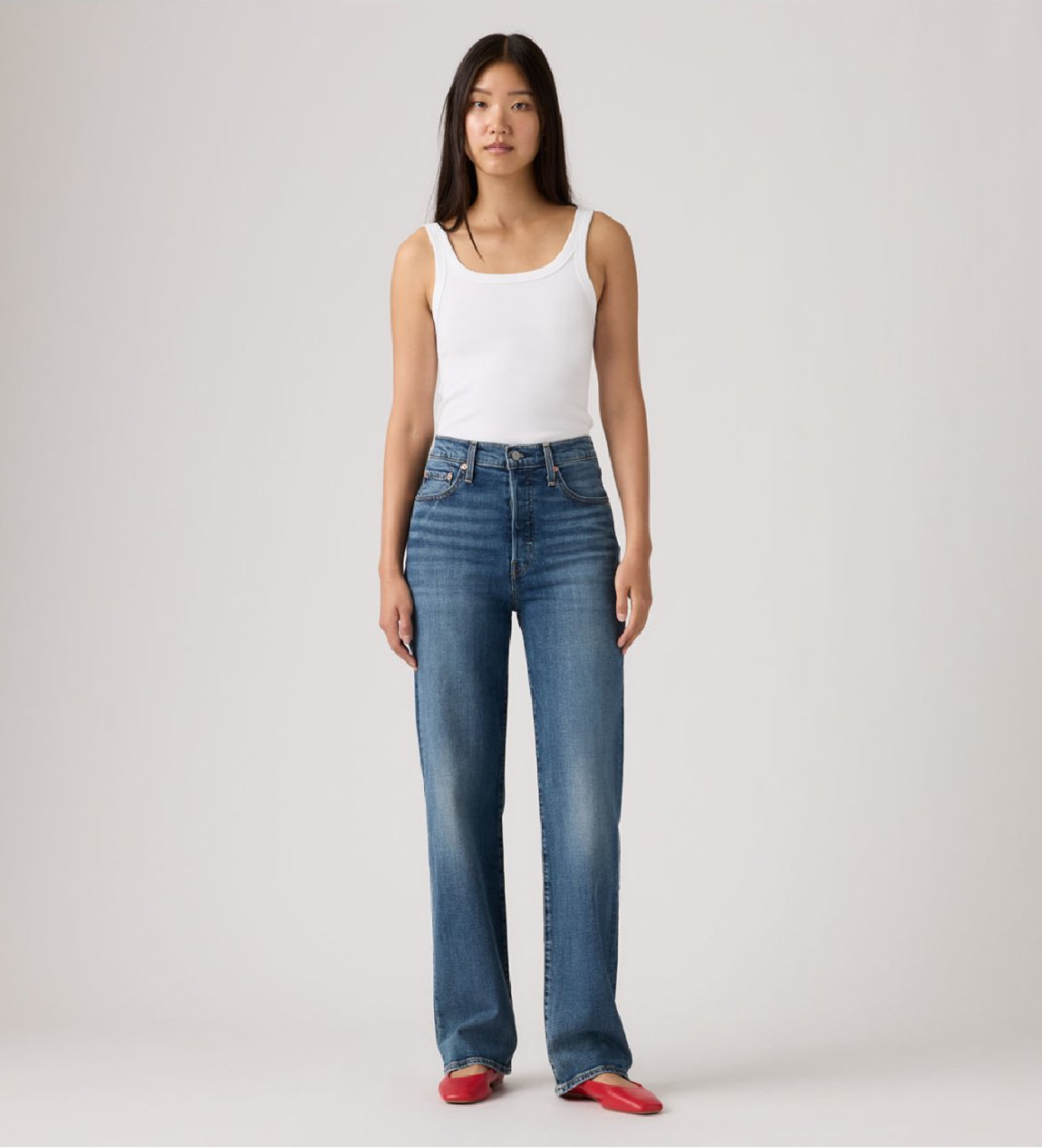 Levi's für Damen. 79078-0061 Blaue Jeans in voller Länge mit Rippenkorb (28/32), Lässig, Baumwolle, Denim