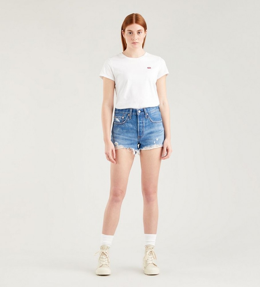 Levi's für Damen. 56327-0081 Kurze Hosen 501 Original blau (28), Lässig, Baumwolle, Nachhaltig