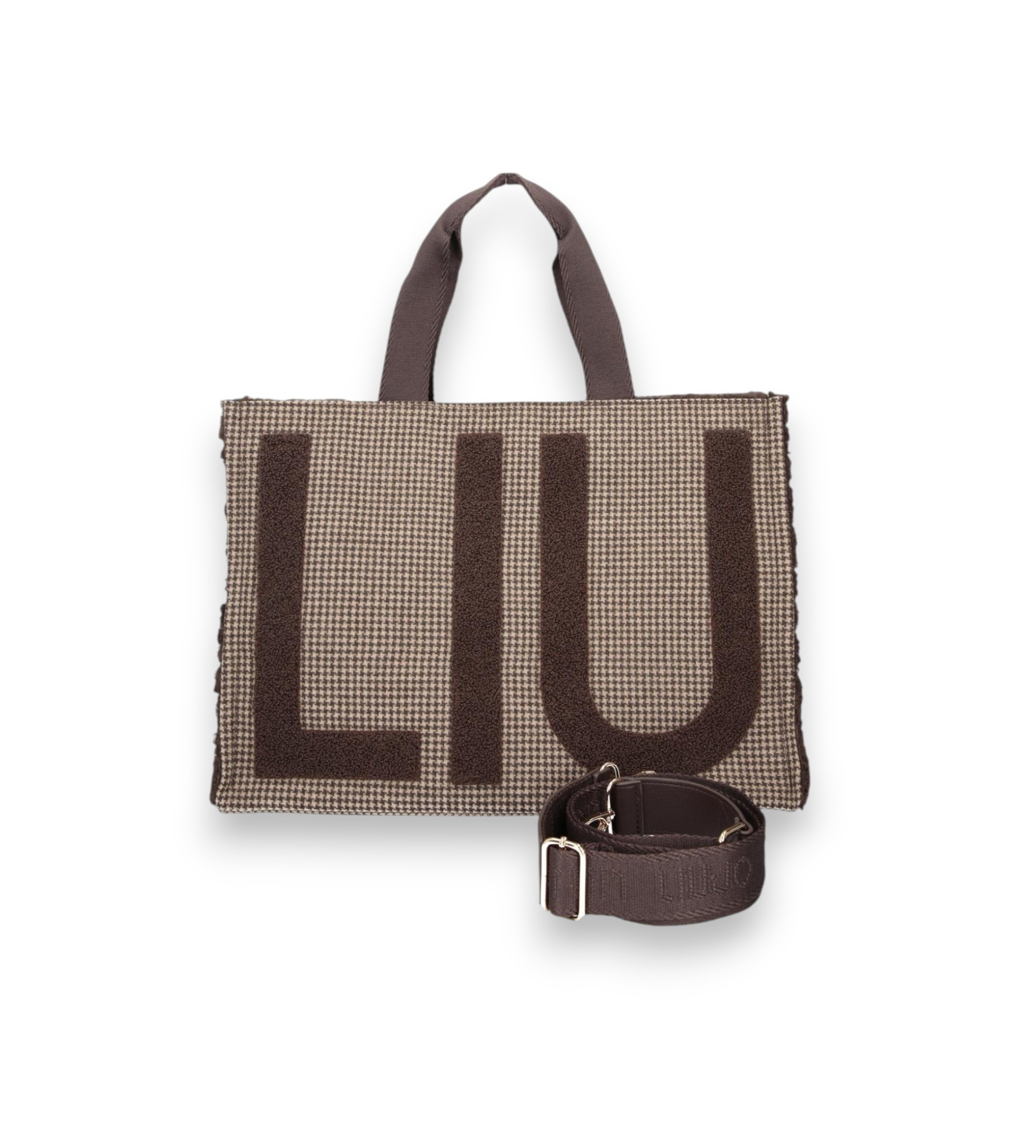 Liu Jo für Damen. 2F6037-T0300 Große braune karierte Stofftasche (OSFA), Lässig, Polyester