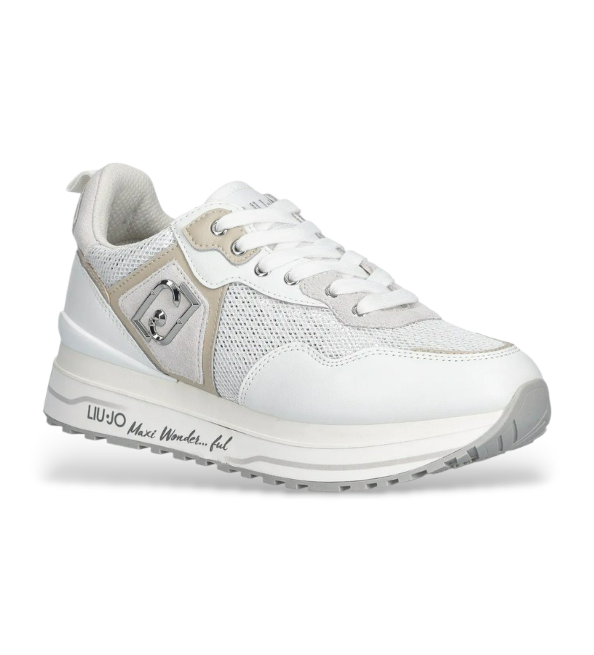 Liu Jo dla kobiet. BA6009PX07701111 Trenerzy Maxi Wonder 01 biały (41), Skóra, 3 do 5 cm, Smycze, Zwykły