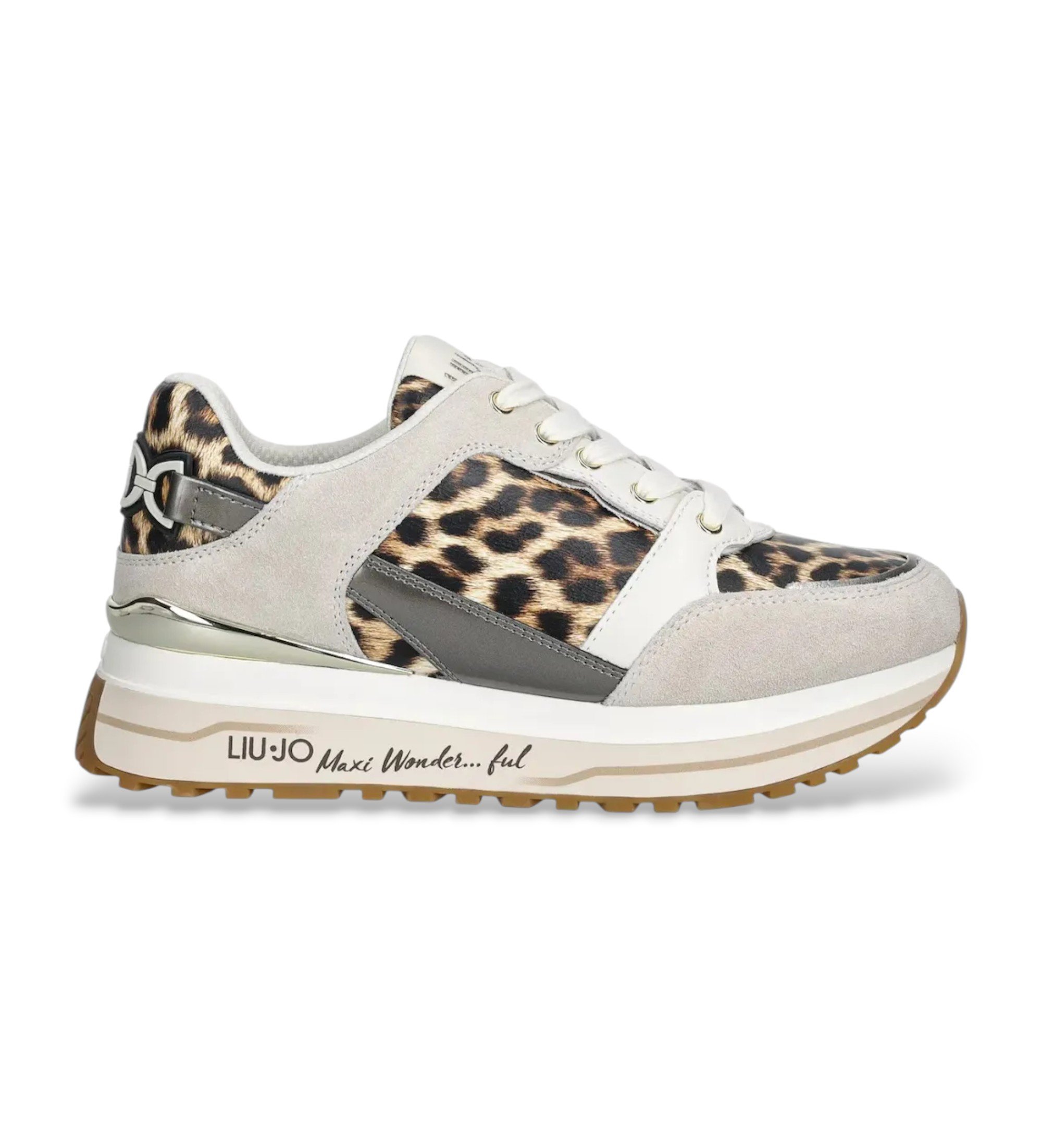 Liu Jo für Damen. BA6011PX811S3956 Turnschuhe Wonder Maxi 91 animalprint (36), Leder, 3 bis 5 cm, Schnürsenkel, Lässig, Tierdruck