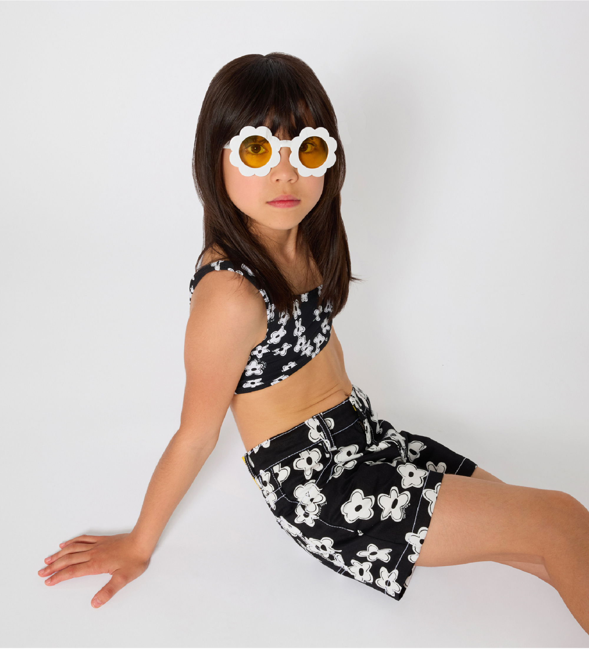 Marc Jacobs dla dziewczynki. W60758 Czarne bikini w kwiaty (6Y= 114/119cm), Czarny, Stroje plażowe, Poliamid, moda dzieci?ca