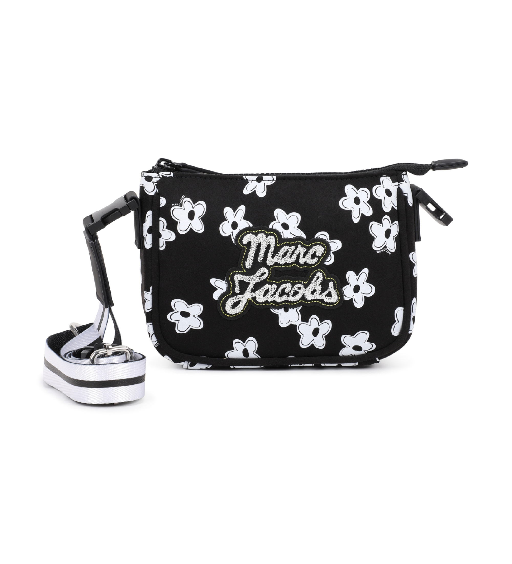 Marc Jacobs für Mädchen. W60835 Schwarze geblümte Umhängetasche (OSFA), Lässig, Polyester, Kinderbekleidung