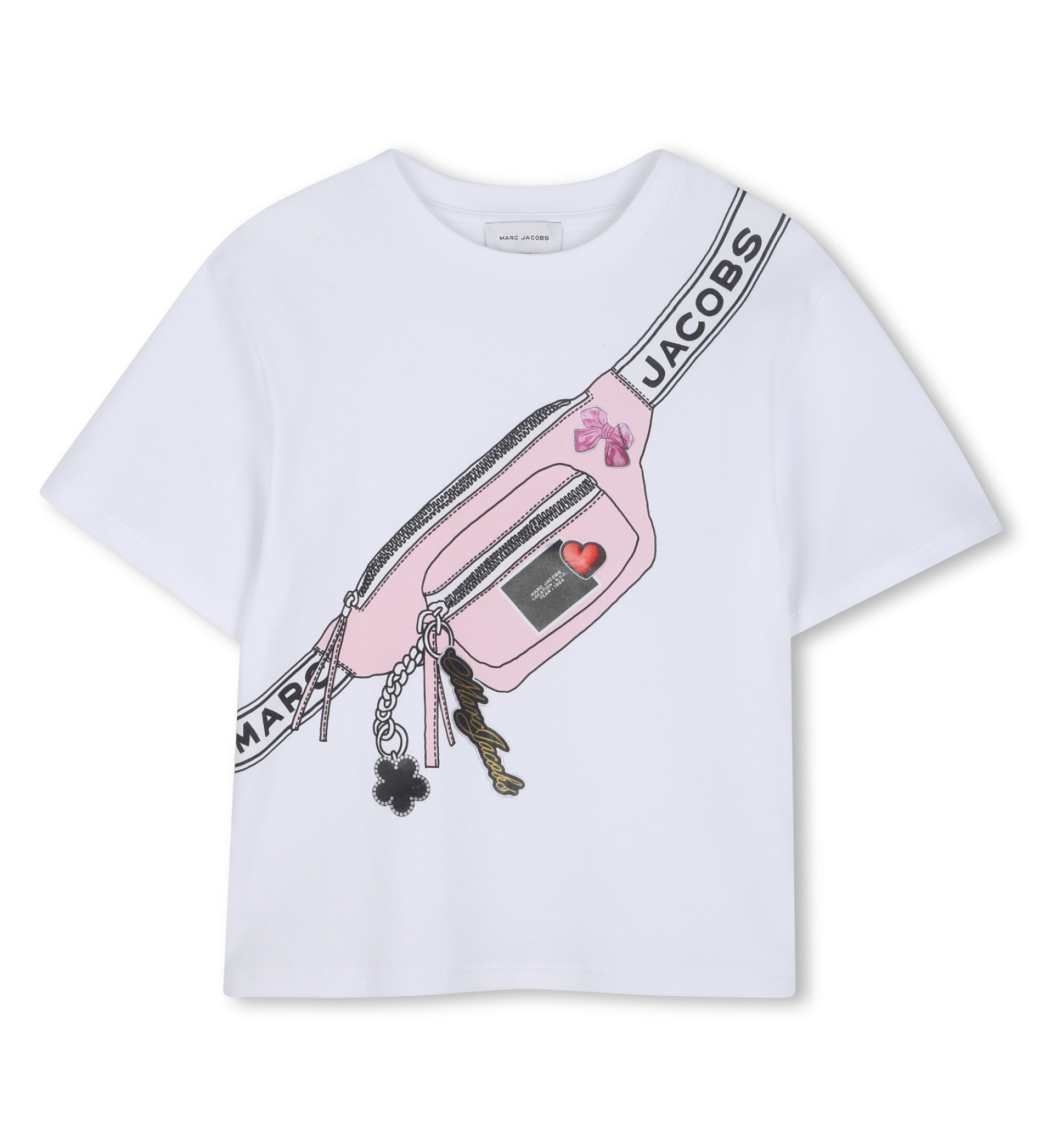 Marc Jacobs für Mädchen. W60742 Weißes bedrucktes T-shirt (8Y= 126cm), Lässig, Baumwolle, Kurzarm, Kinderbekleidung