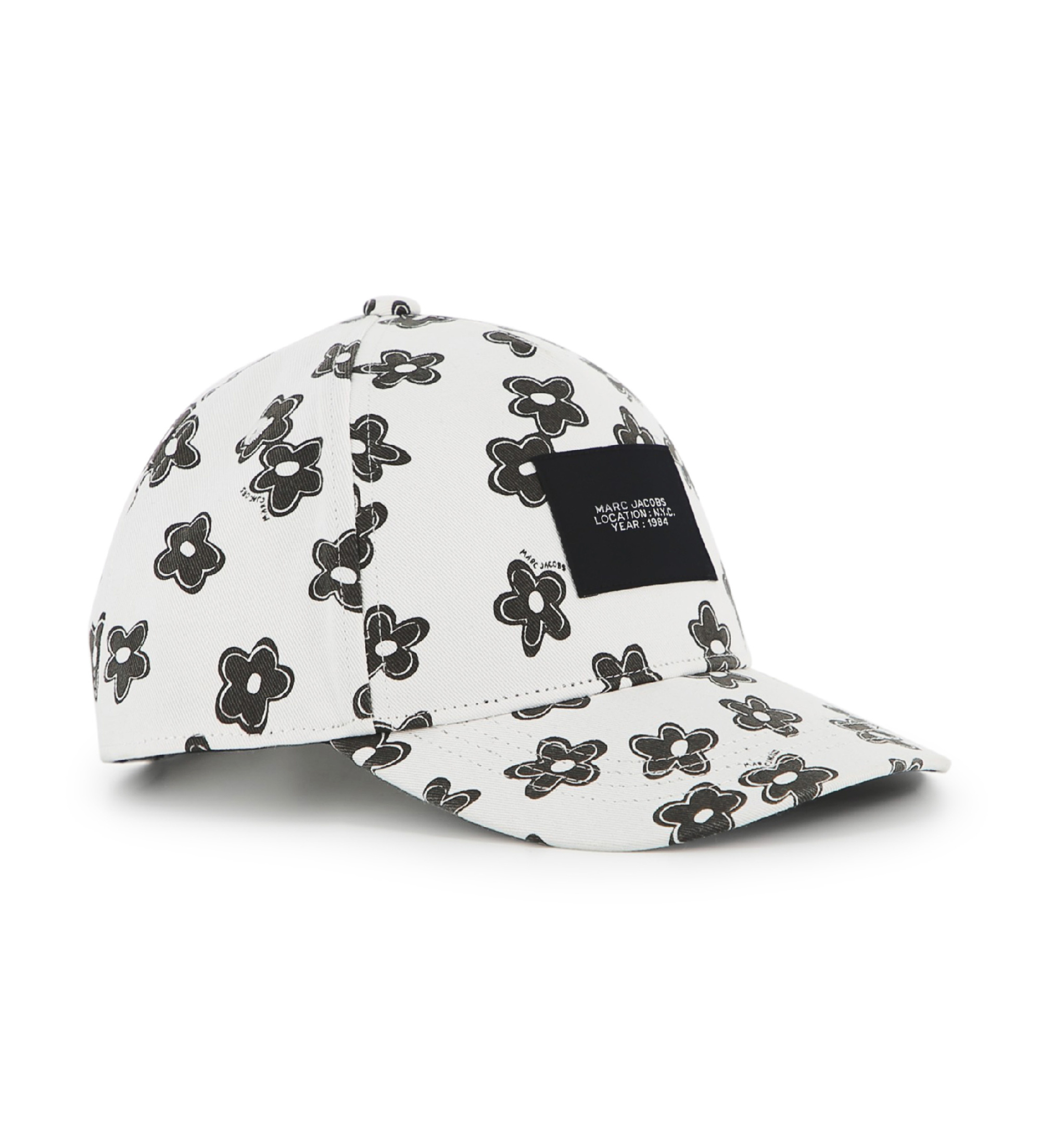 Marc Jacobs für Mädchen. W60839 Mütze mit Blumendruck schwarz, weiß (54), Lässig, Baumwolle, Kinderbekleidung
