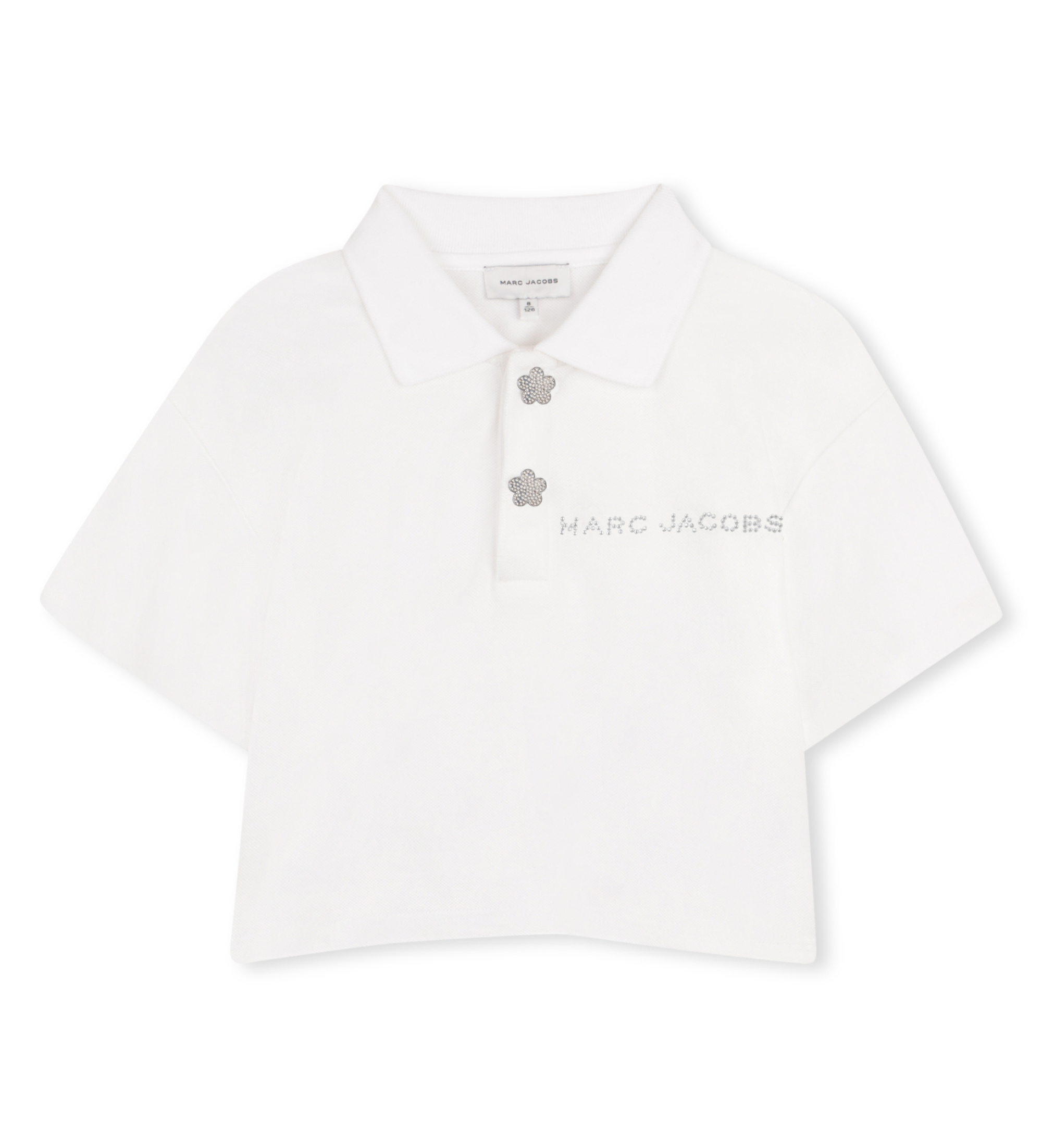 Marc Jacobs für Mädchen. W60739 Weißes geblümtes Poloshirt (10Y= 138cm), Lässig, Baumwolle, Kurzarm, Kinderbekleidung