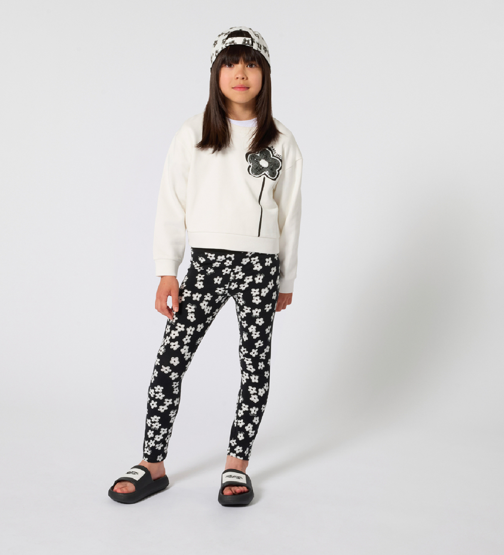 Marc Jacobs für Mädchen. W60749 Weißes bedrucktes Sweatshirt (10Y= 138cm), Lässig, Baumwolle, Kinderbekleidung
