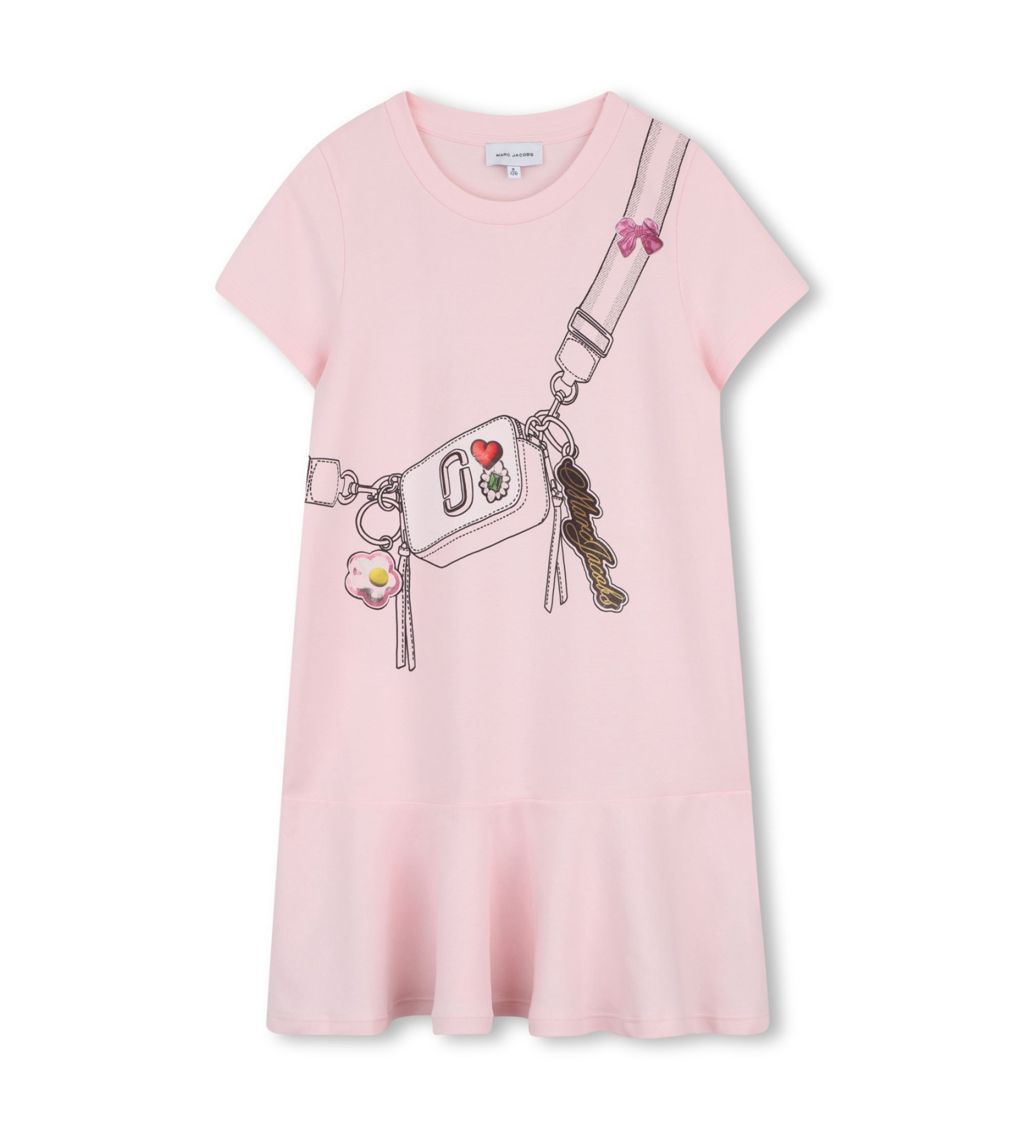 Marc Jacobs für Mädchen. W60711 Rosa bedrucktes Kleid (12Y= 150cm), Lässig, Baumwolle, Kurzarm, Kinderbekleidung