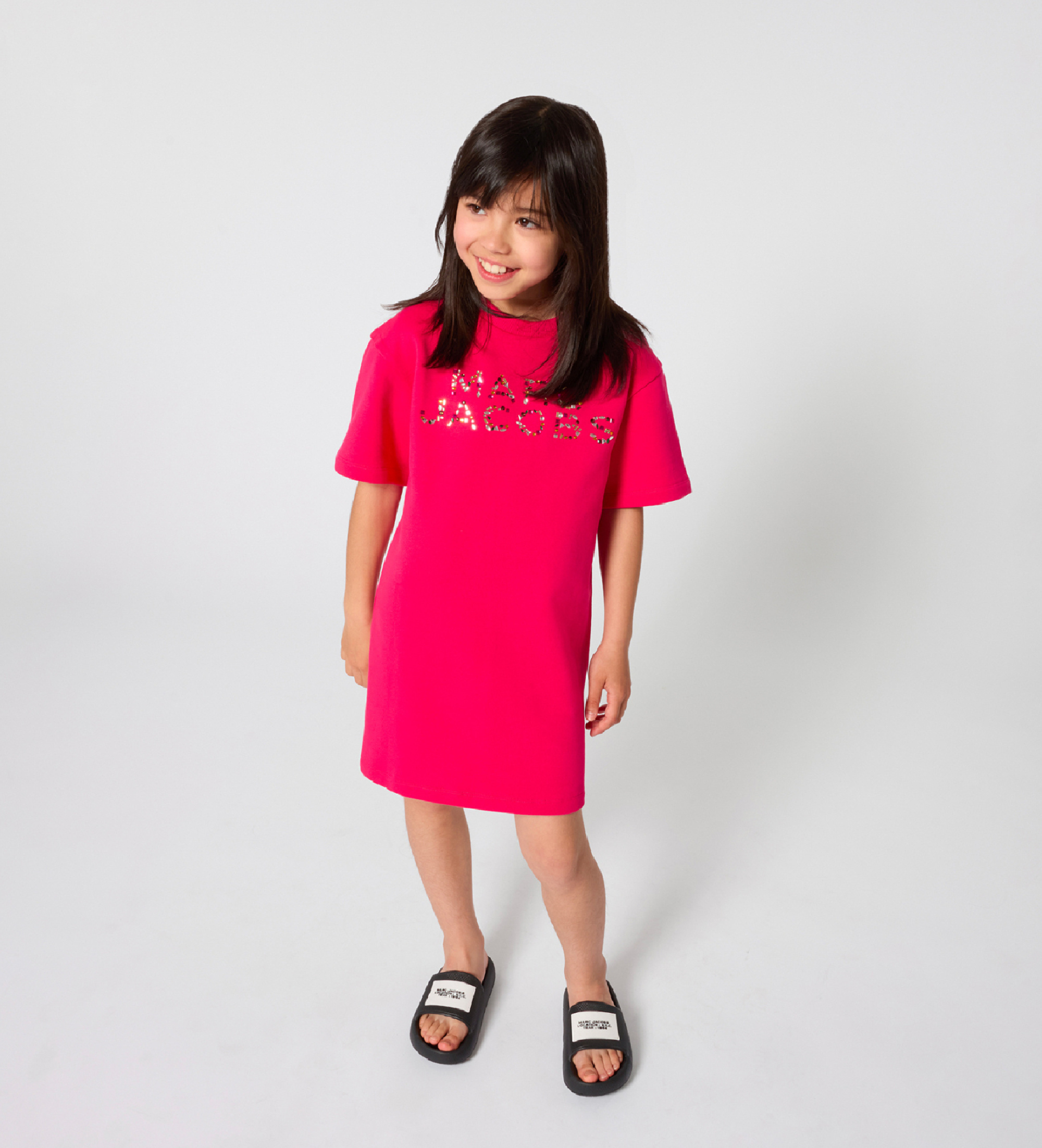 Marc Jacobs für Mädchen. W60718 Rotes Logo-Kleid (12Y= 150cm), Lässig, Baumwolle, Kurzarm, Kinderbekleidung