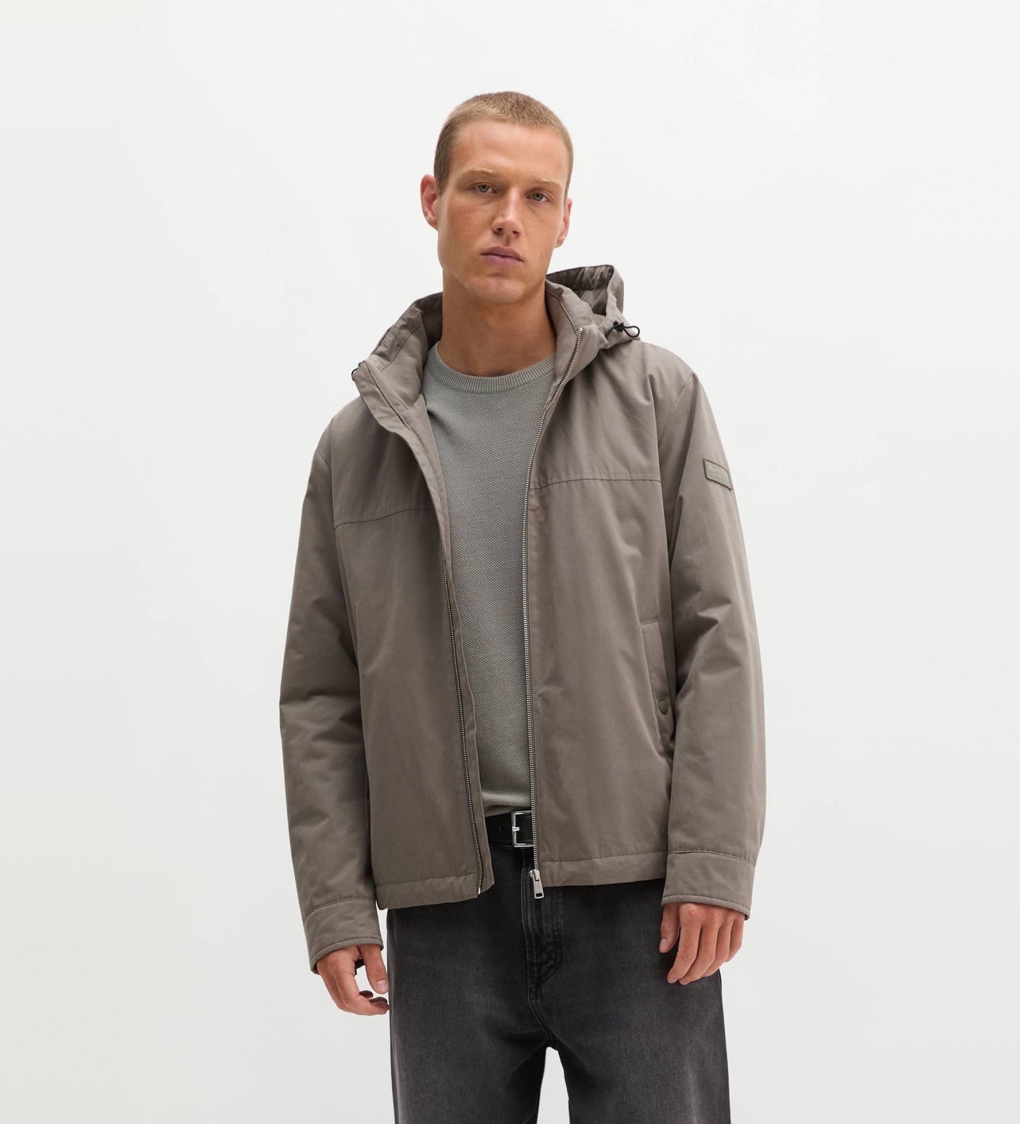 Marc O'Polo für Herren. 5000014546 Jacke mit abnehmbarer Kapuze (L), Braun, Lässig, Polyester