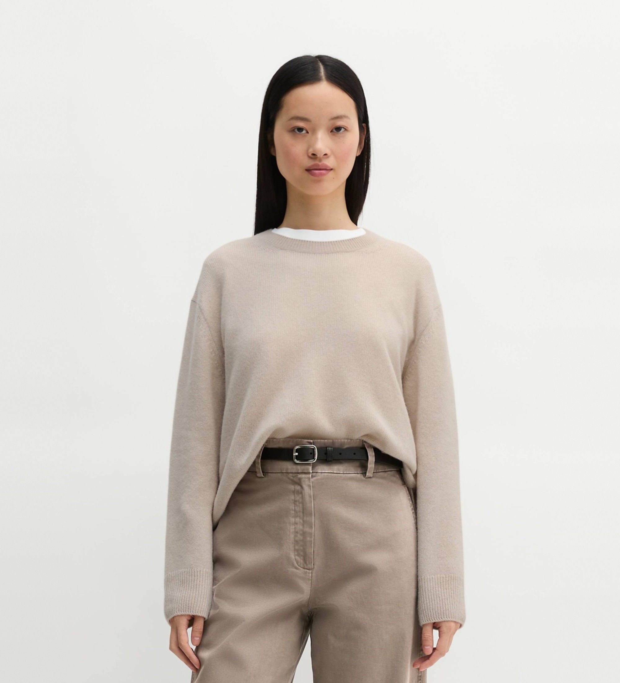 Marc O'Polo für Damen. 5000011925 Lockerer Pullover aus weicher beiger Lammwolle (M), Lässig