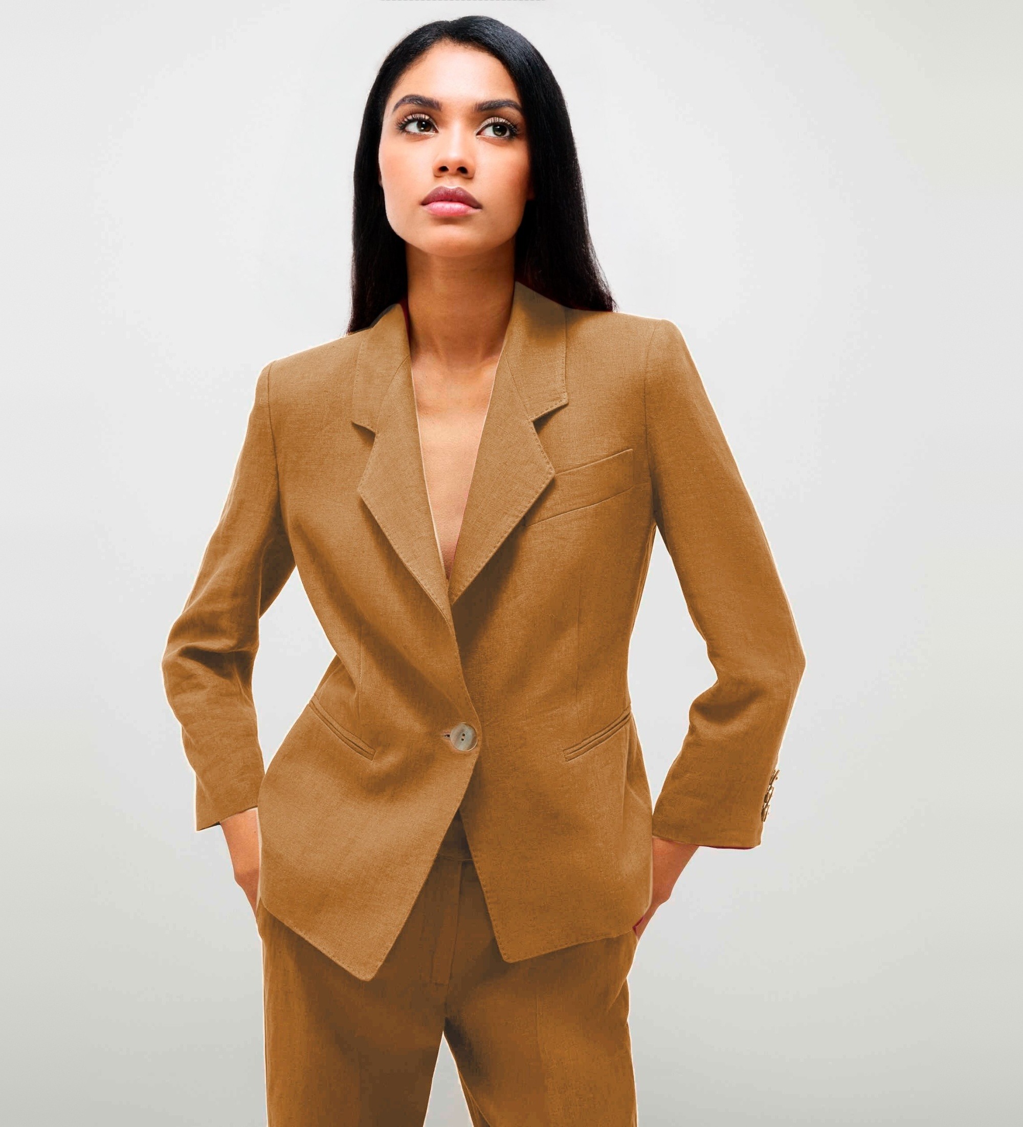 Marella für Damen. 2513041062200 Blazer Biella braun (42), Lässig, Leinen