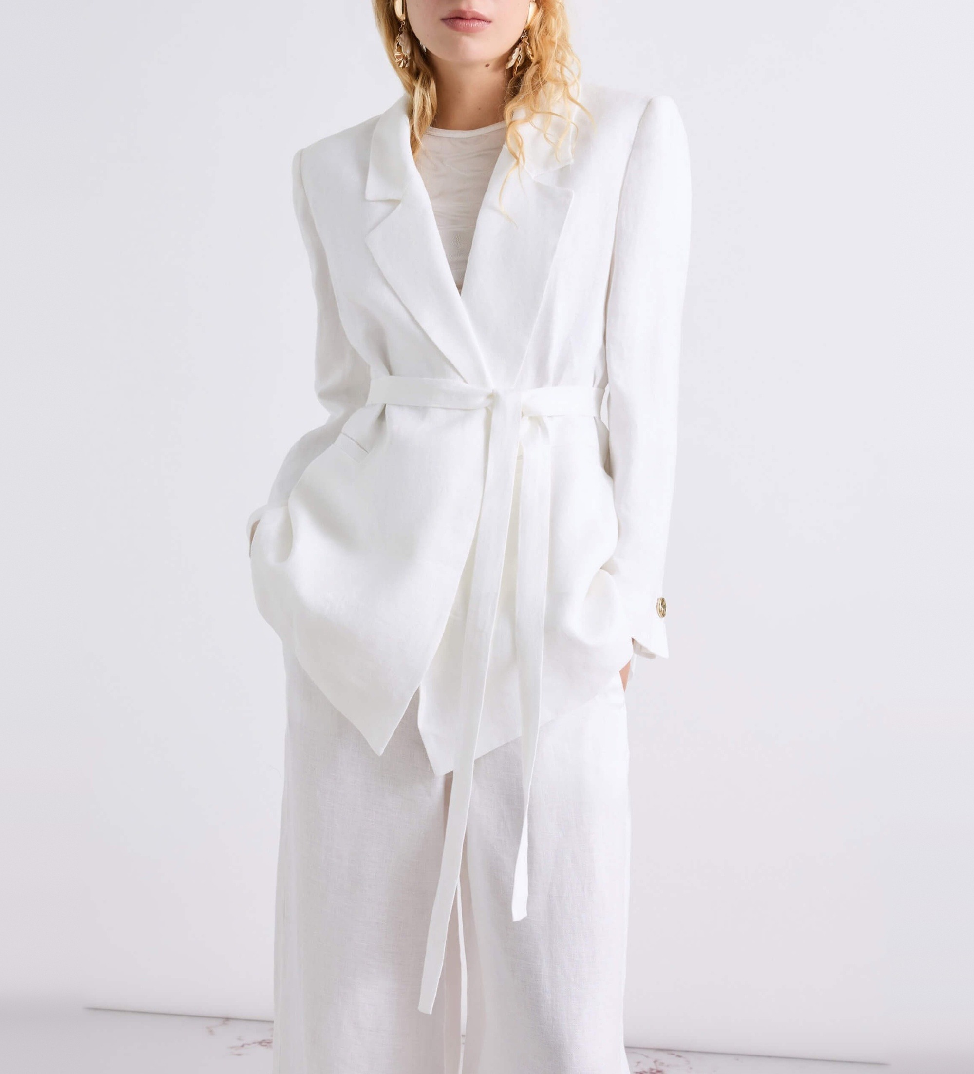 Marella für Damen. 2613041012200 Weißer verblichener Leinenblazer (40)
