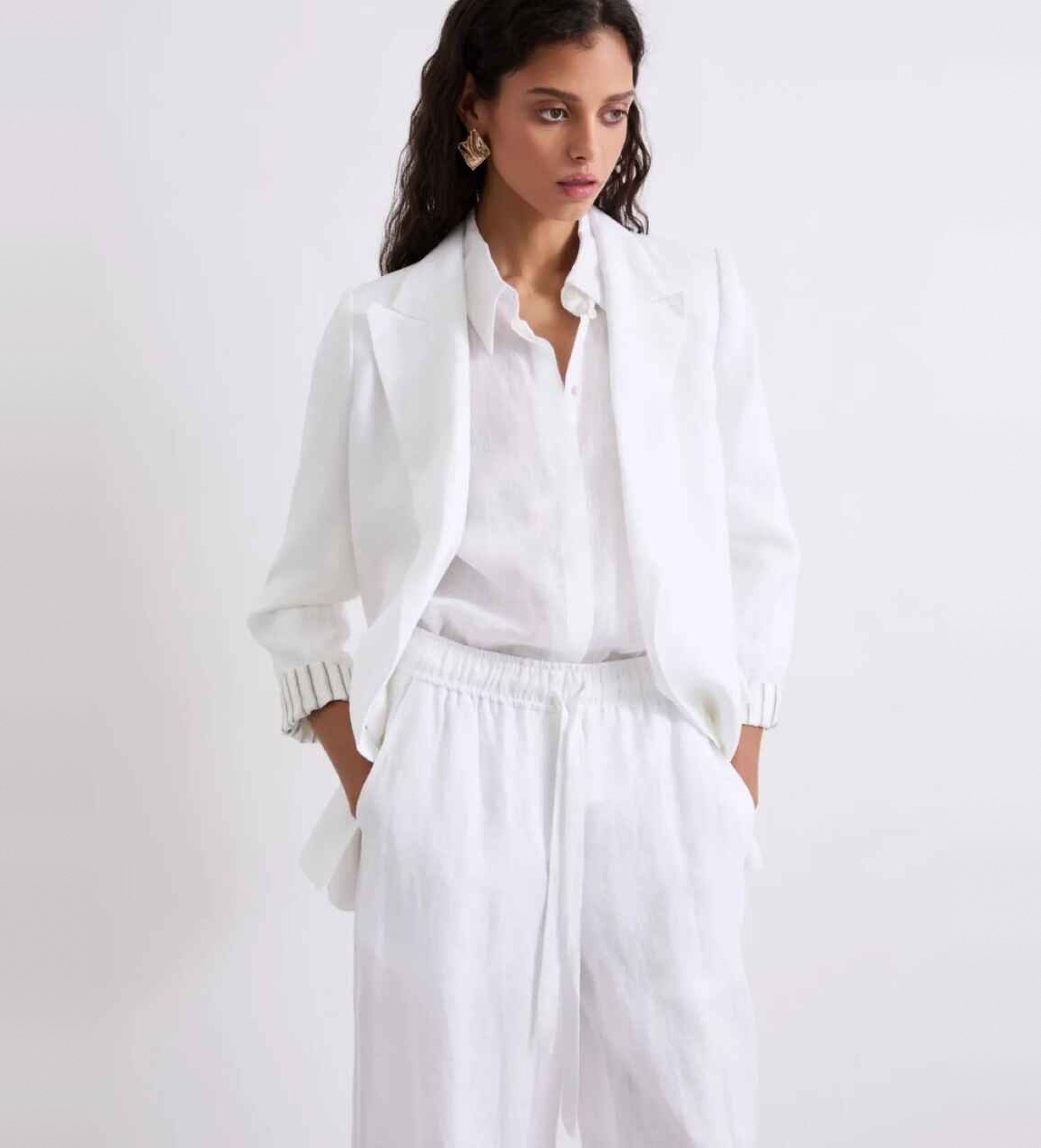 Marella für Damen. 2613041074200 Blazer aus reinem Leinen Mlssauna weiß (46), Lässig