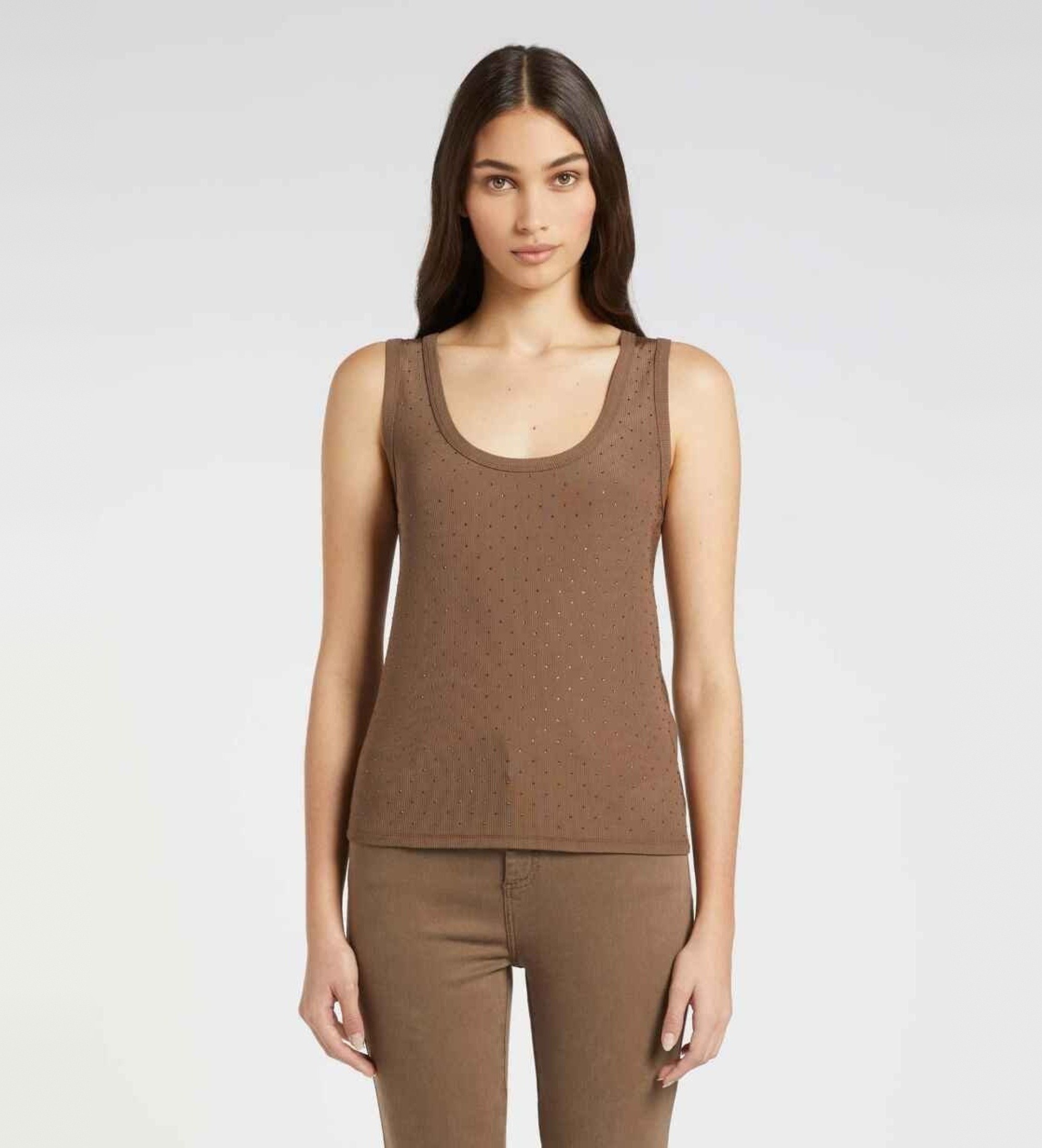 Marella für Damen. 2613941025200 Mlmoratabling T-shirt braun (L), Lässig, Baumwolle, Ärmellos / Hosenträger