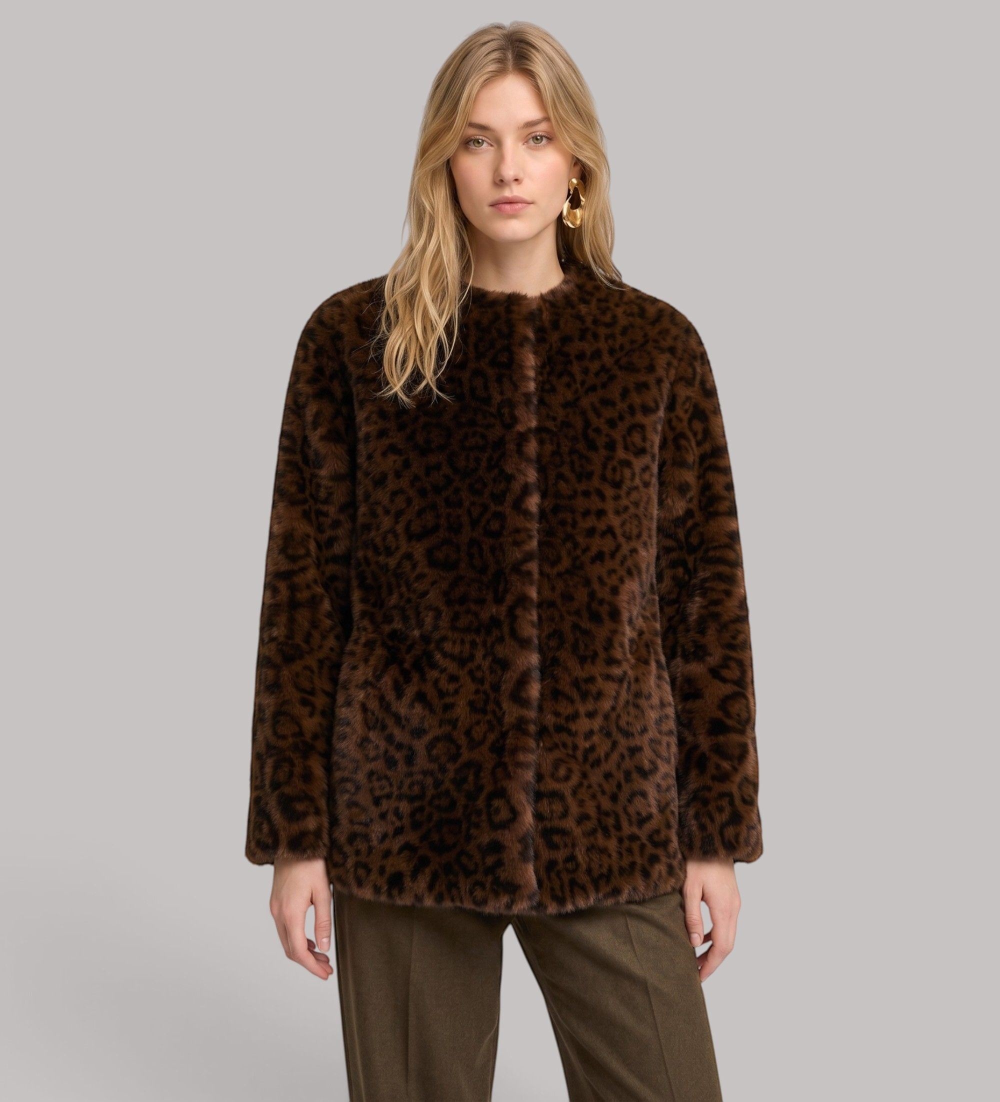 Marella für Damen. 2623456044200 Braune Mlsmacro-Jacke (36), Lässig, Tierdruck, Polyester