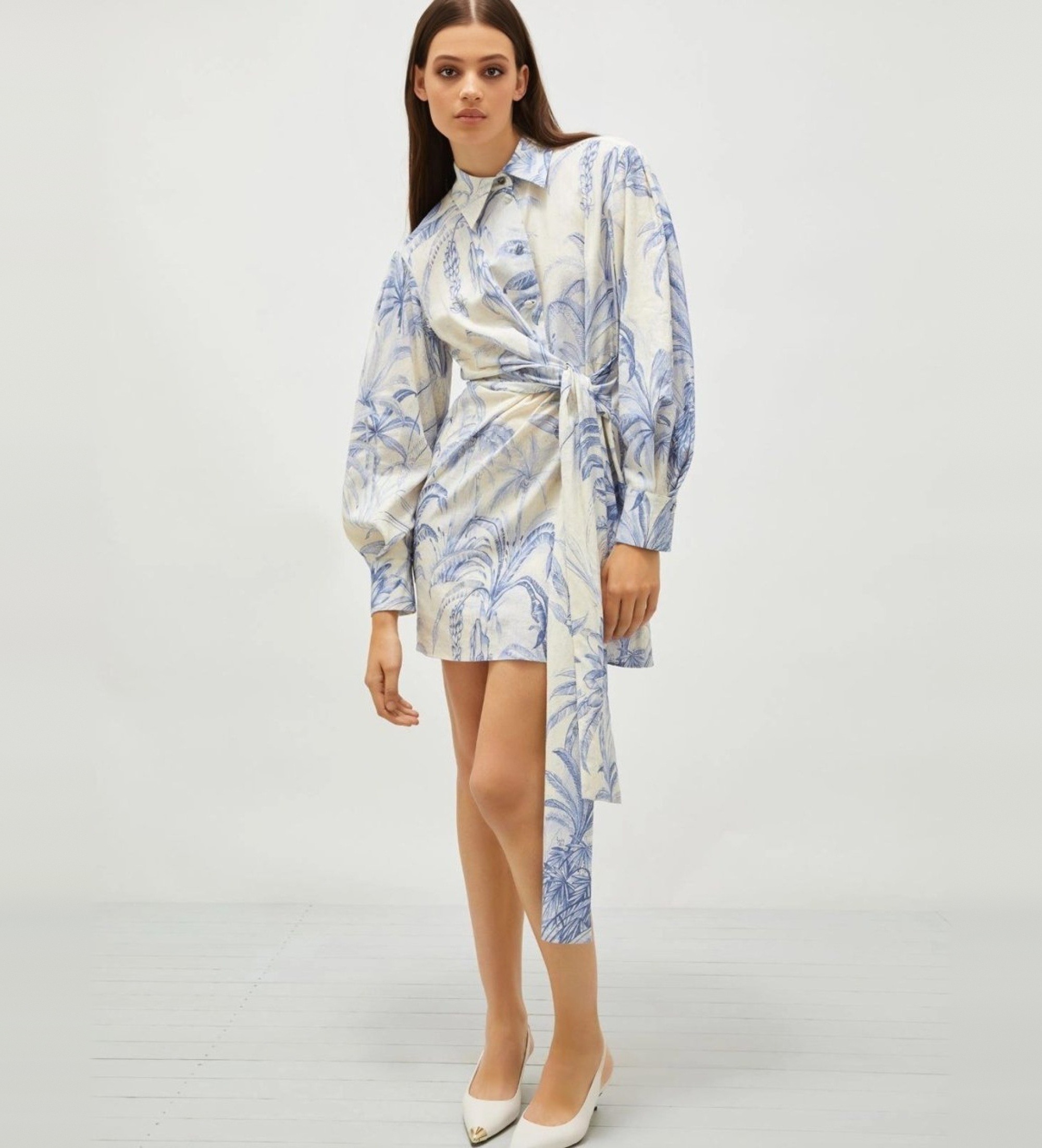 Marella für Damen. 2513221131200 Kleid mit Schärpe Idioma blau (40), Lässig, Viskose, Langarm
