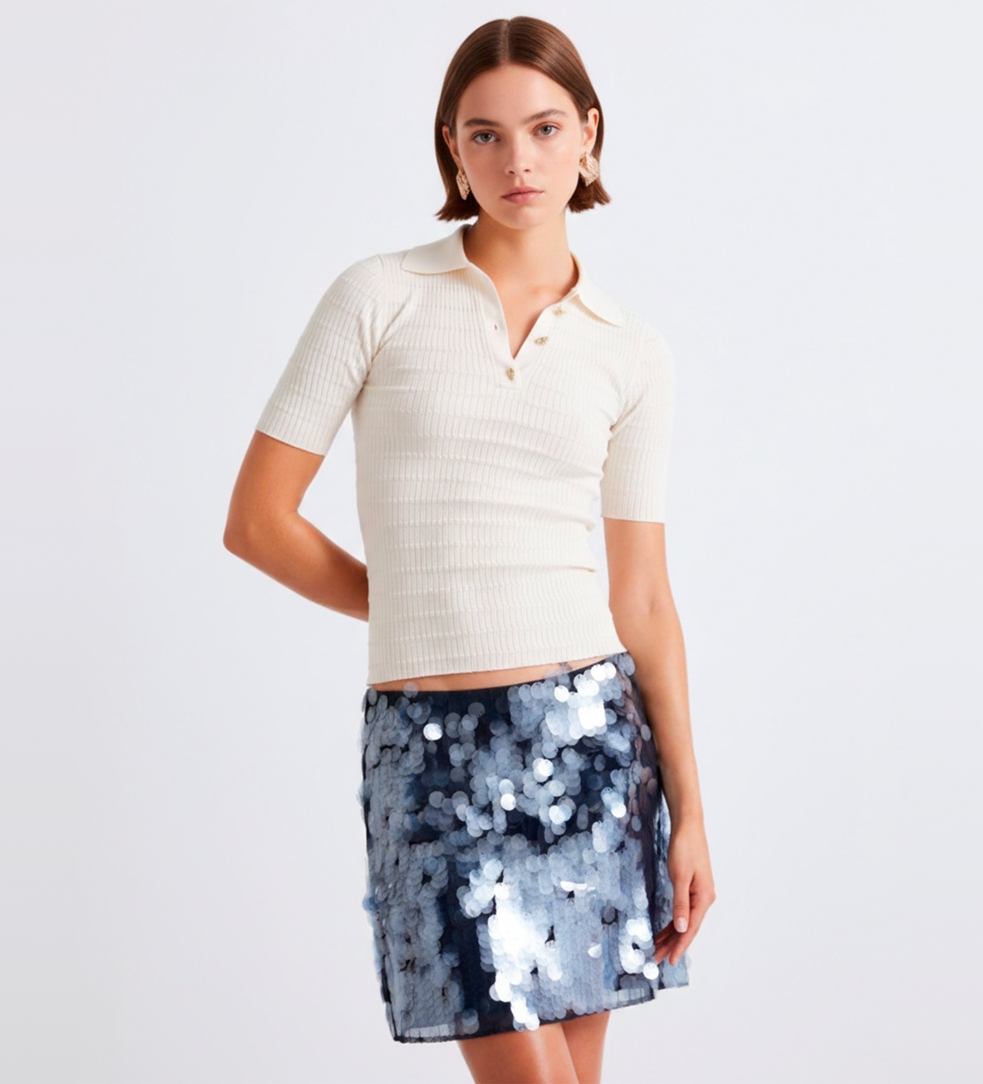 Marella für Damen. 2613361101200 Polo Mlllegno off-white (L), Weiß, Lässig, Viskose