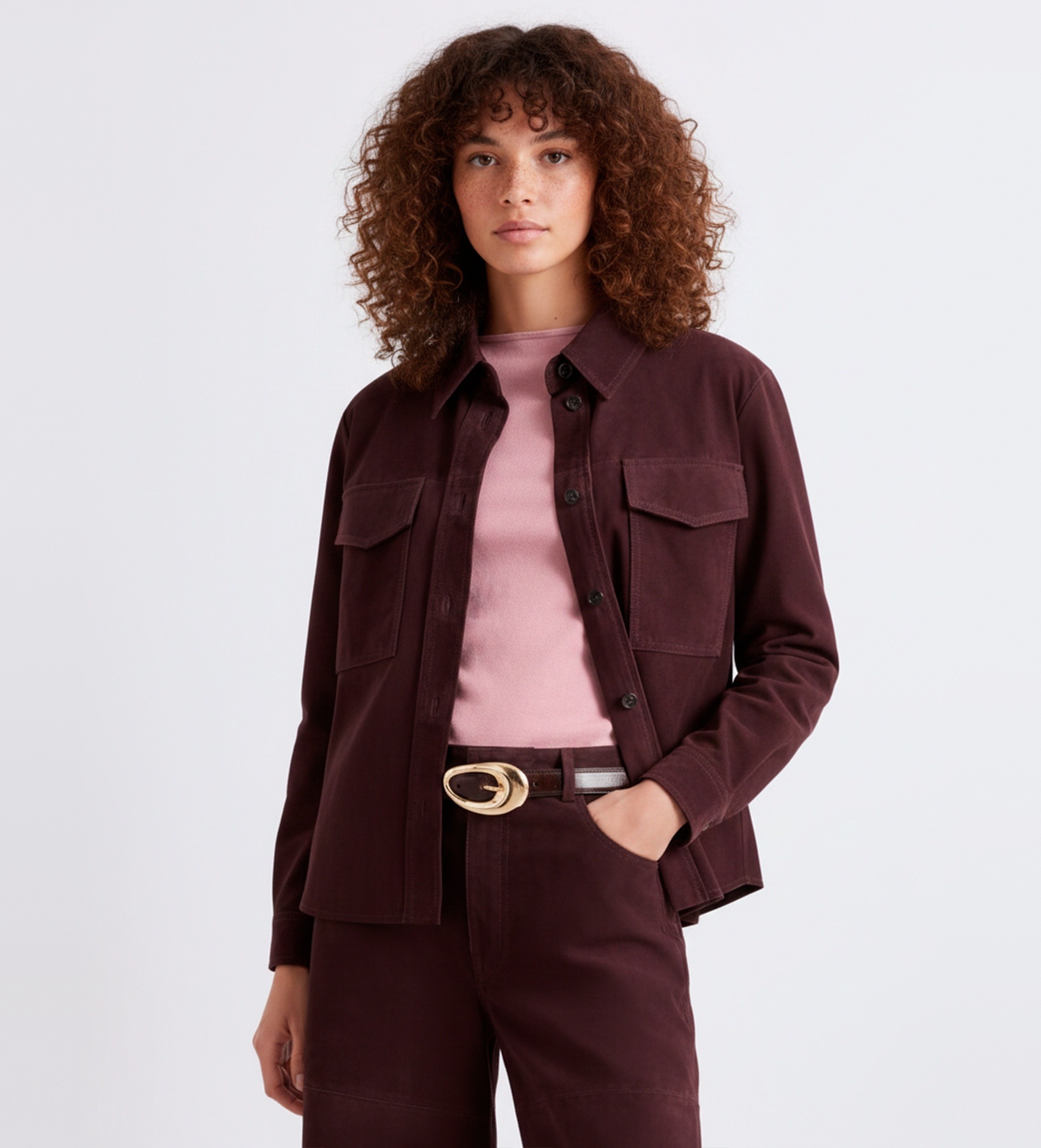Marella für Damen. 2613441081200 Wildleder Überhemd Mllapogeo kastanienbraun (42), Lässig, Langarm, Bordeaux