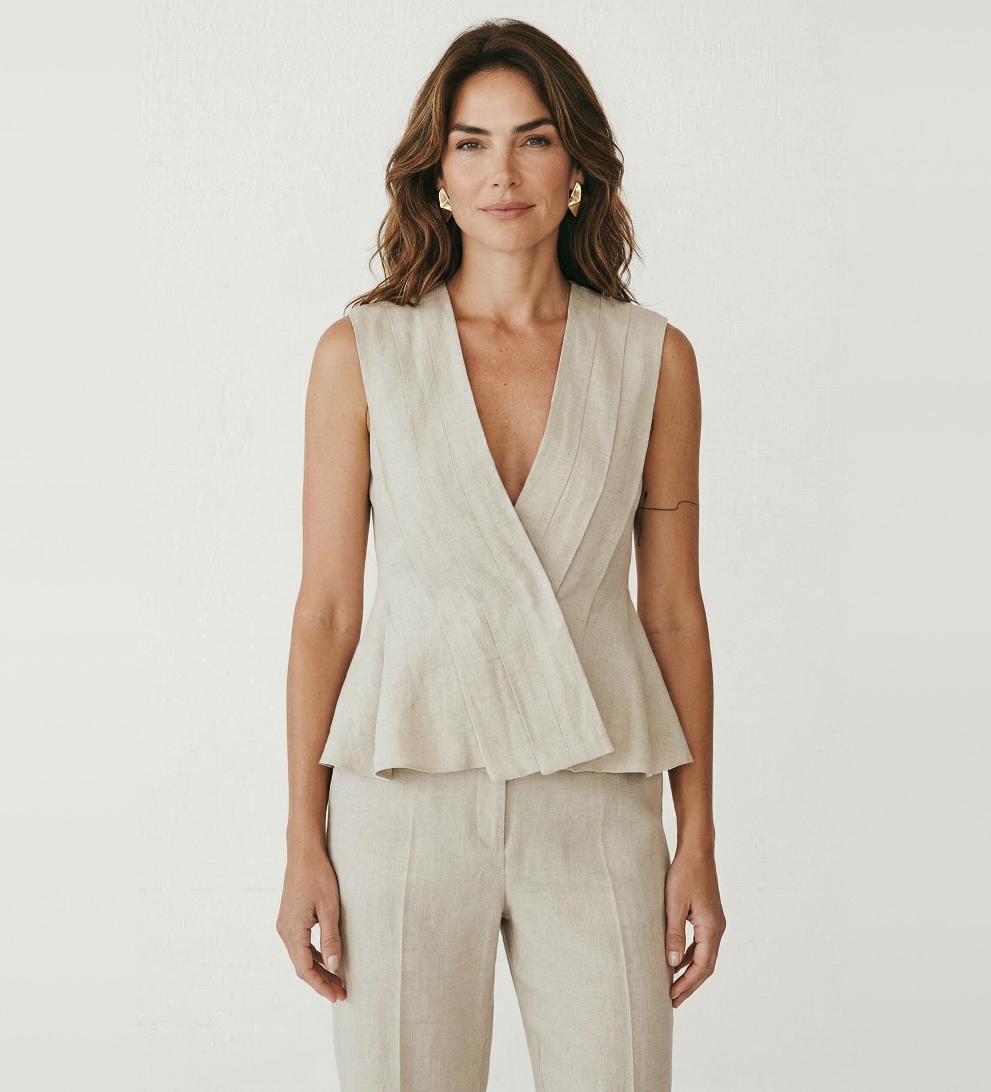 Marella für Damen. 2613161042200 Ärmelloses Top aus Leinenstoff Mllvallo beige (38), Lässig