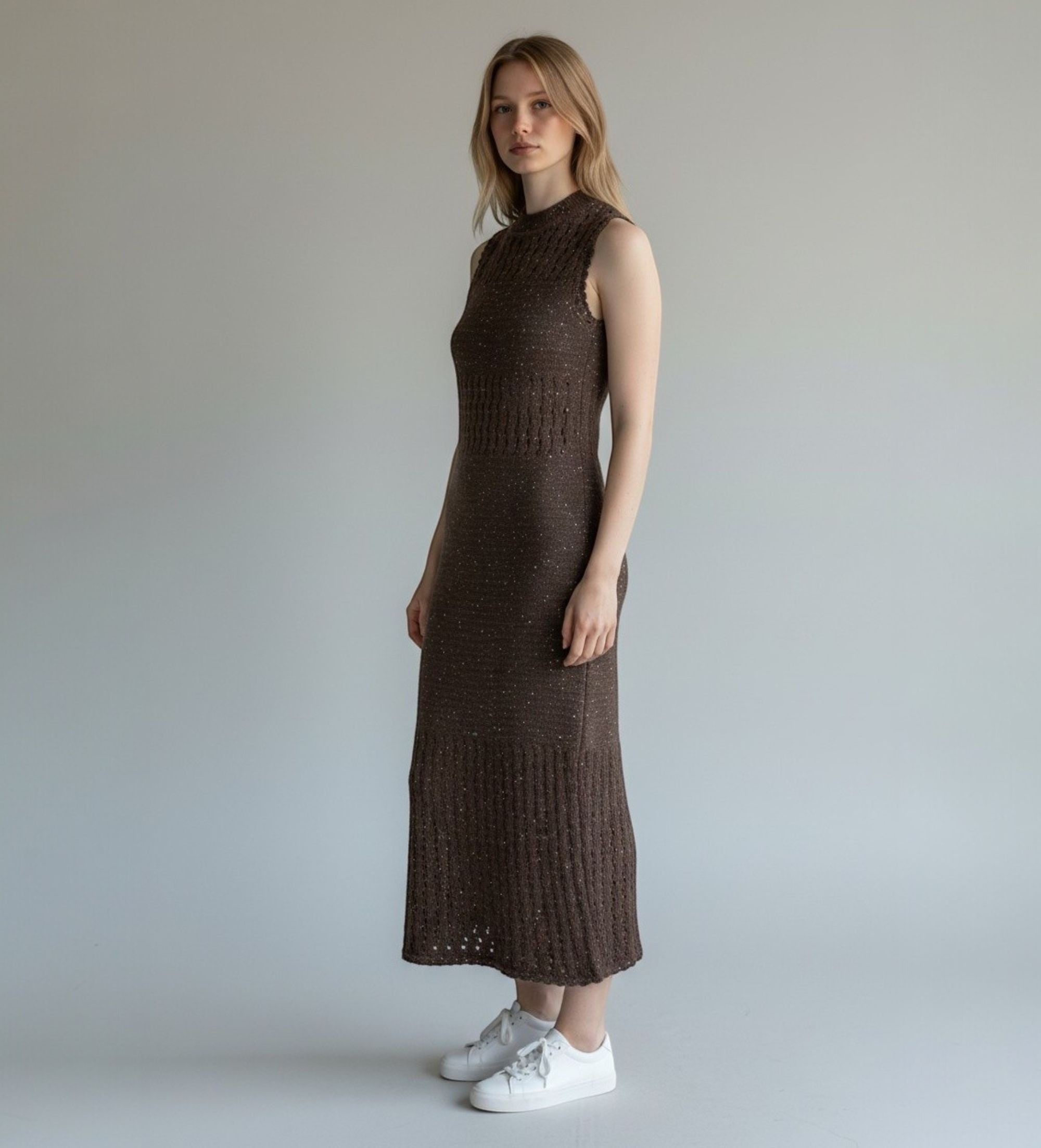 Marella für Damen. 2613321045200 Braunes Kleid von Mlmoggi (S), Lässig, Baumwolle, Ärmellos / Hosenträger